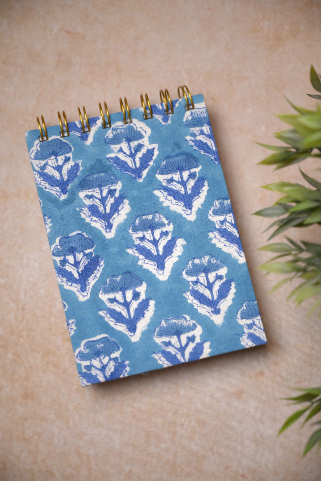 Blue Floral Block Print A6 Notepad