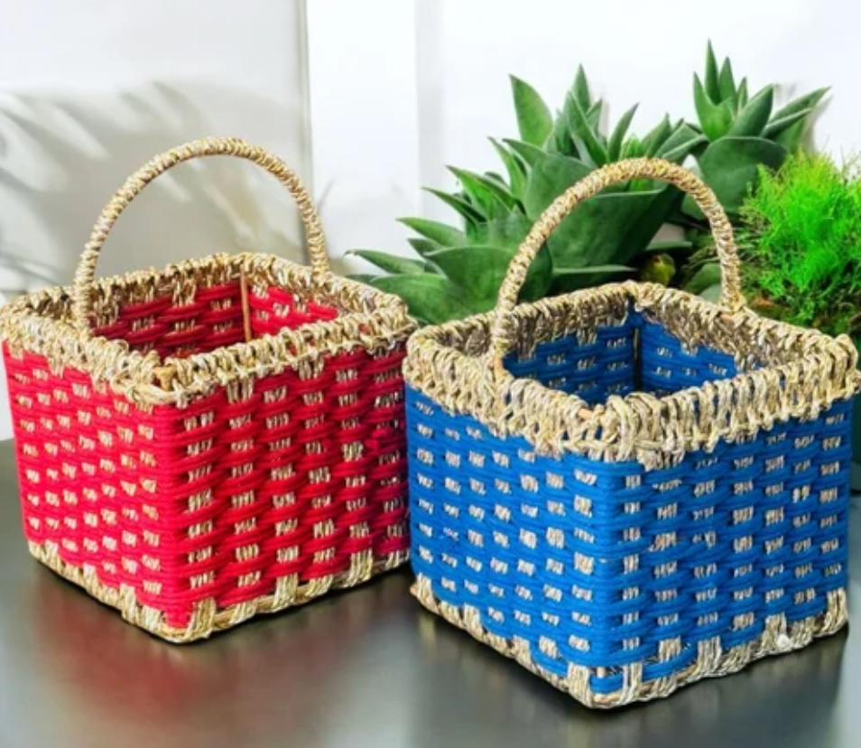Square Woven Gift Basket with Handle