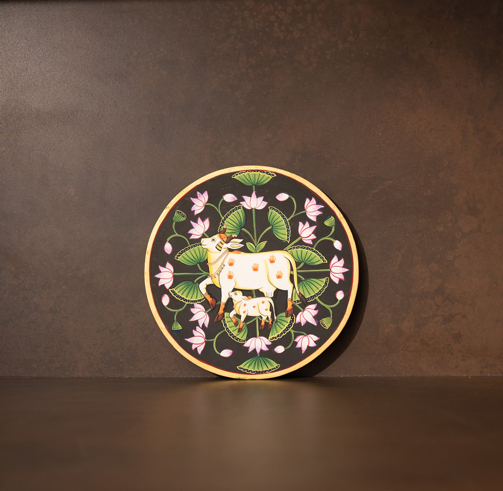 Black Handpainted Pichwai Wall Plate