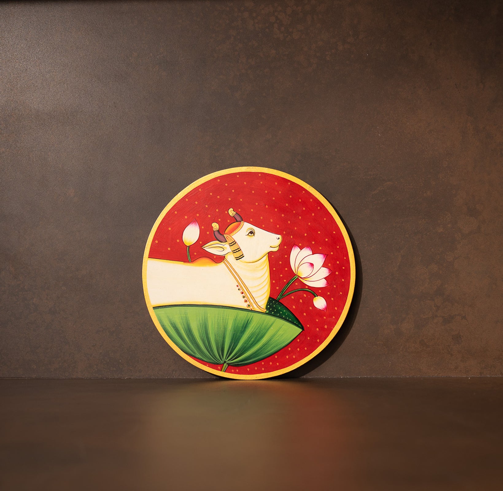 Red Handpianted Picchwai Wall Plate