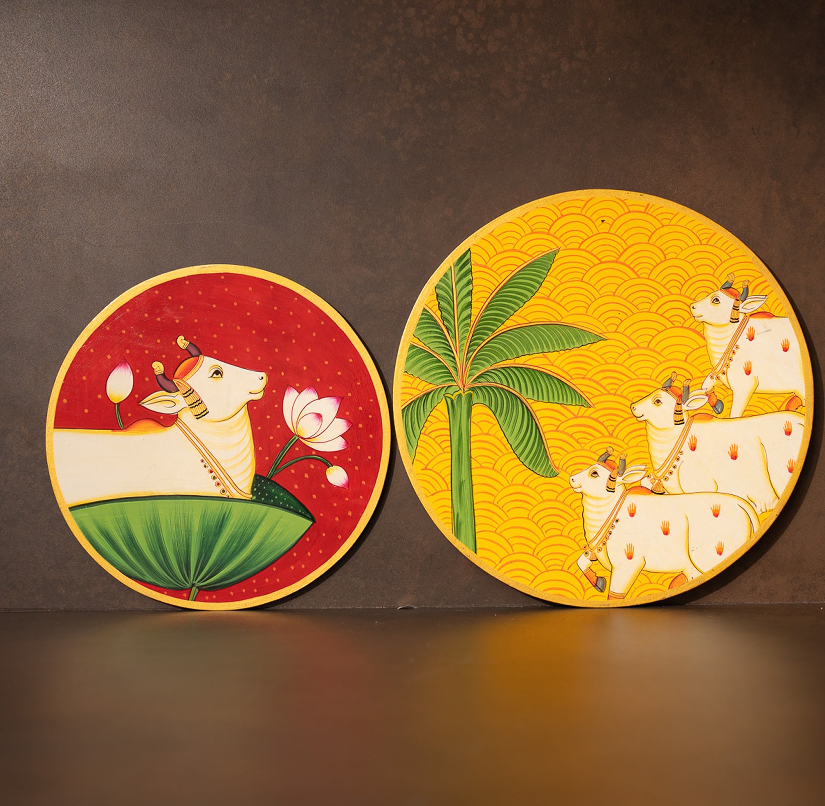 Yellow Handpainted Picchwai Wall Plate