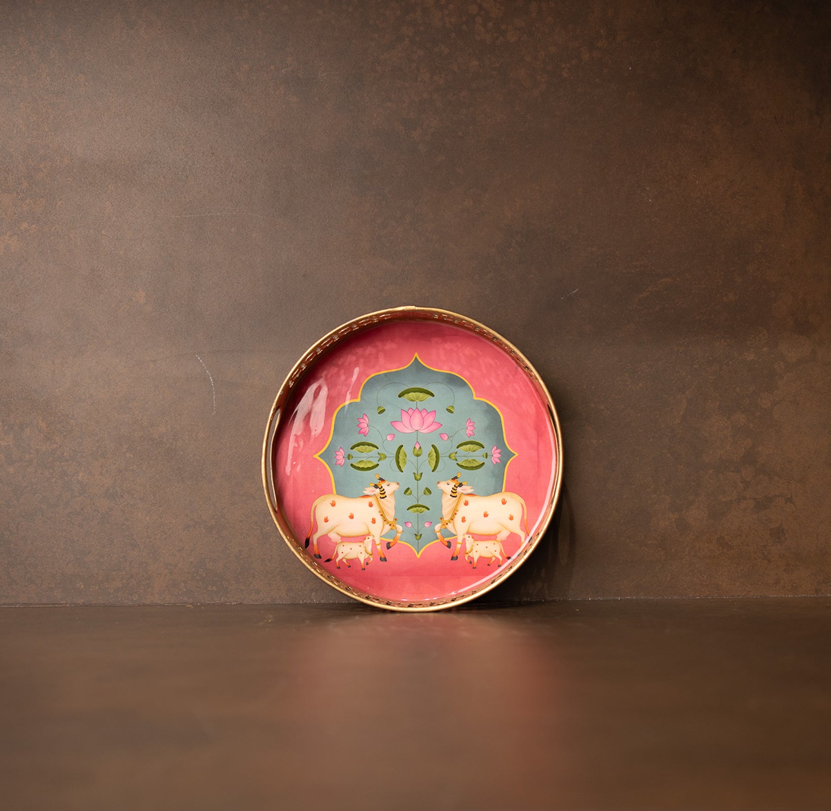 Gulabi Kamal Pink Pichwai Tray (small)