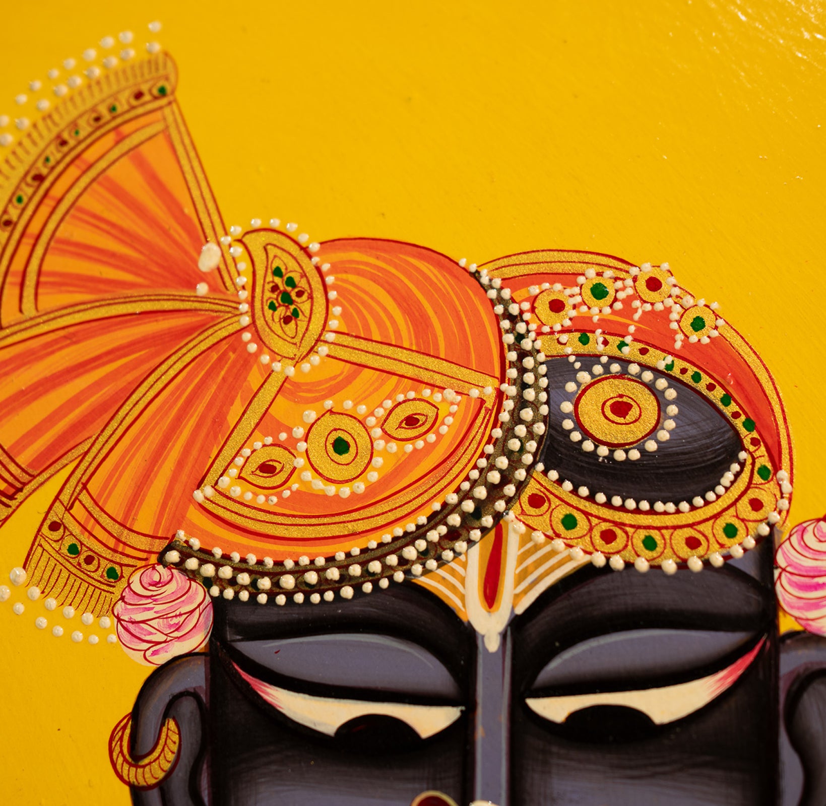Yellow Shrinathji Handpainted Picchwai Wall Plate