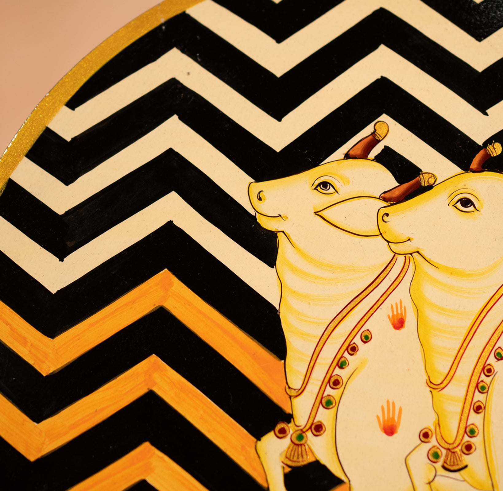 Black and Orange Handpainted Picchwai Wall Plate