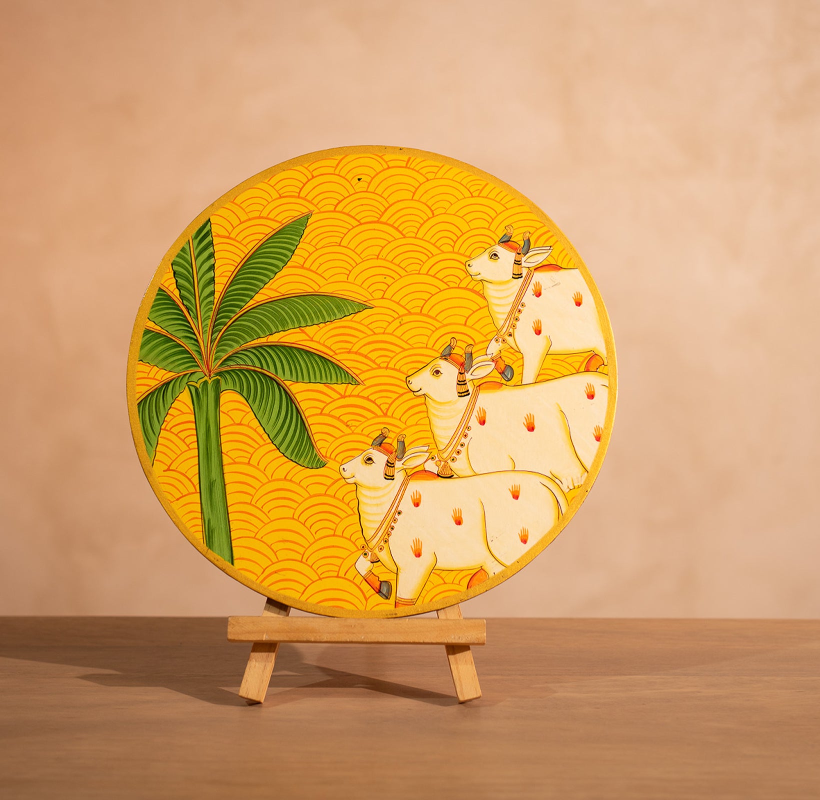 Yellow Handpainted Picchwai Wall Plate