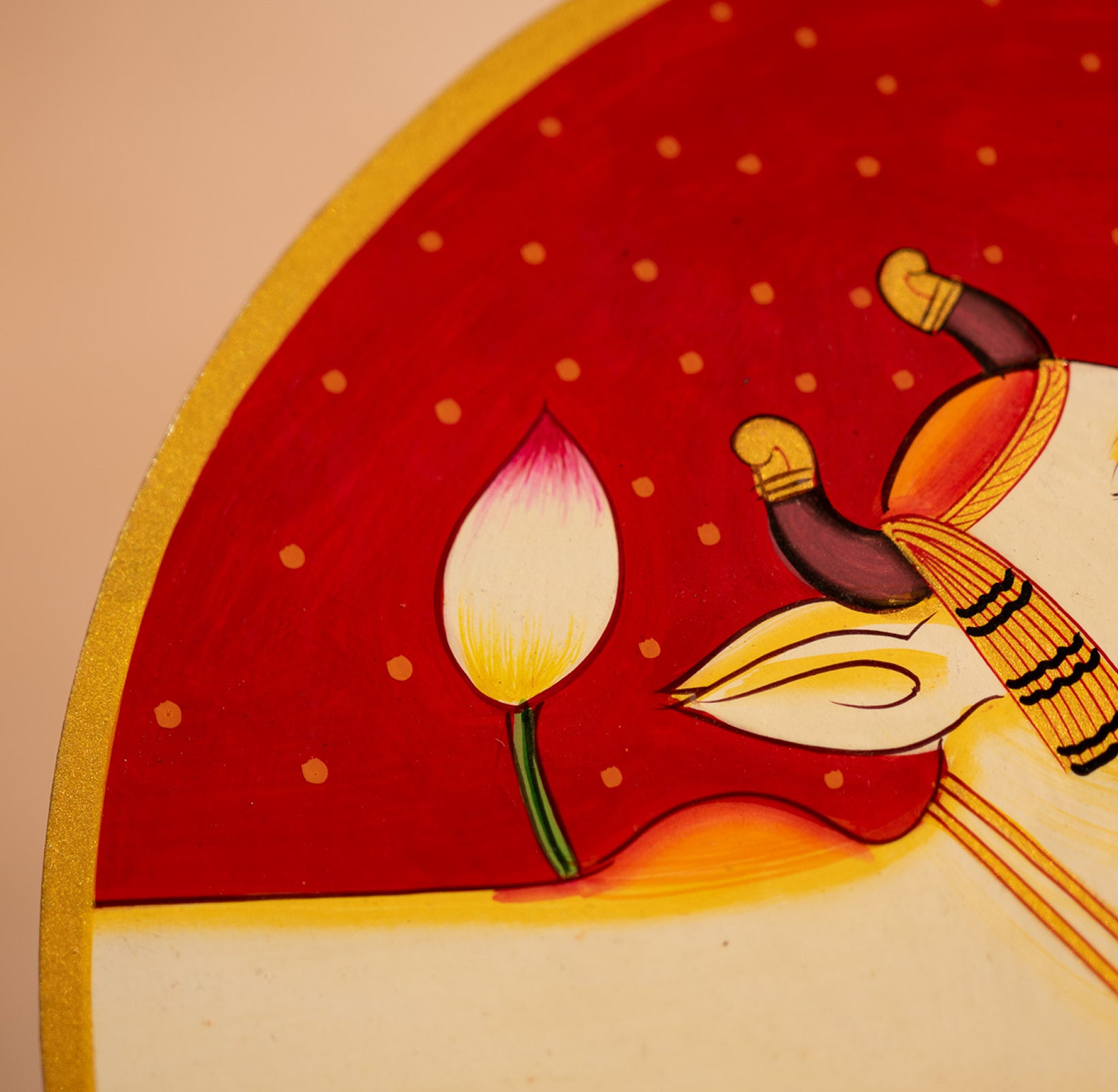 Red Handpianted Picchwai Wall Plate