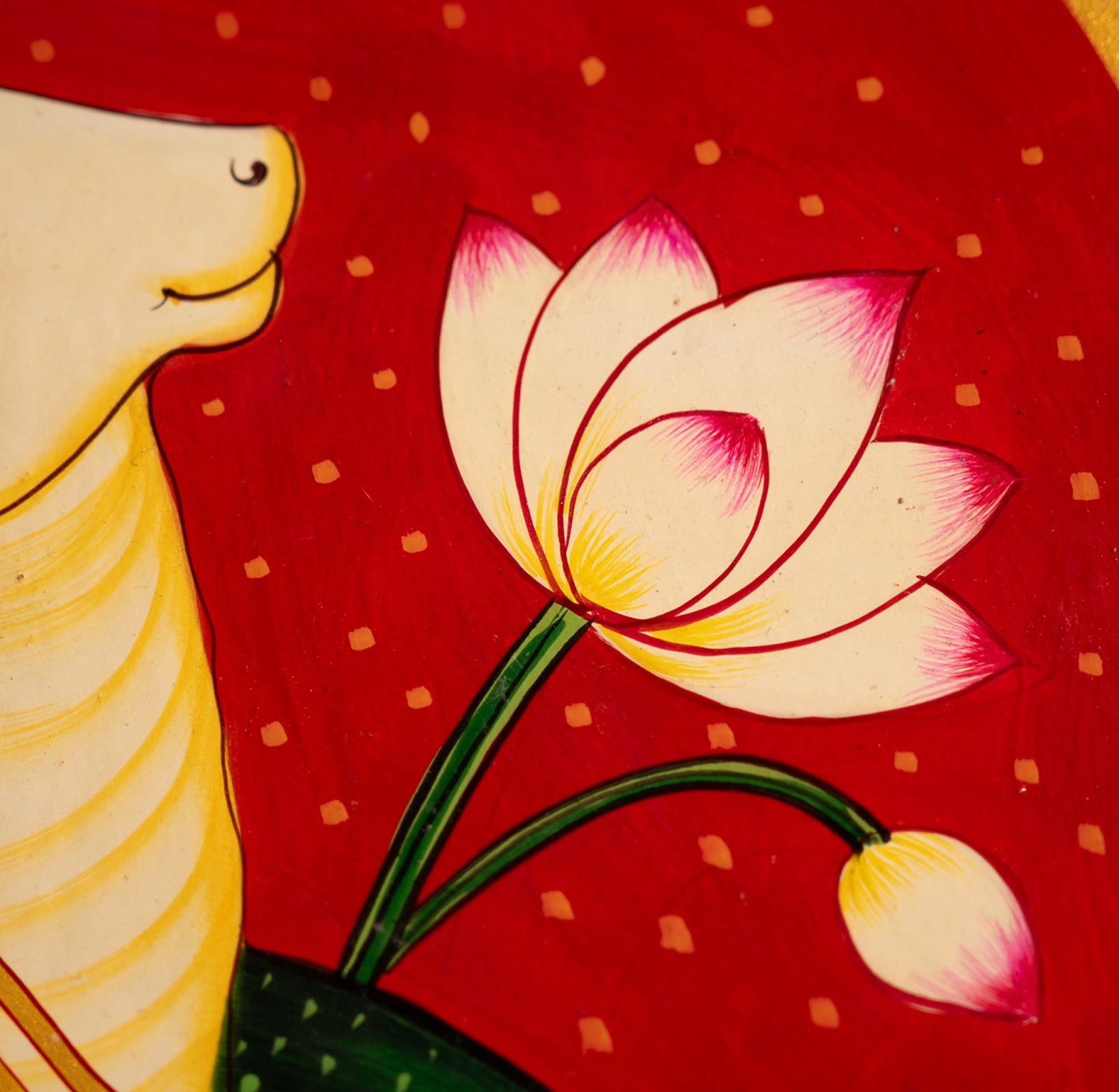 Red Handpianted Picchwai Wall Plate