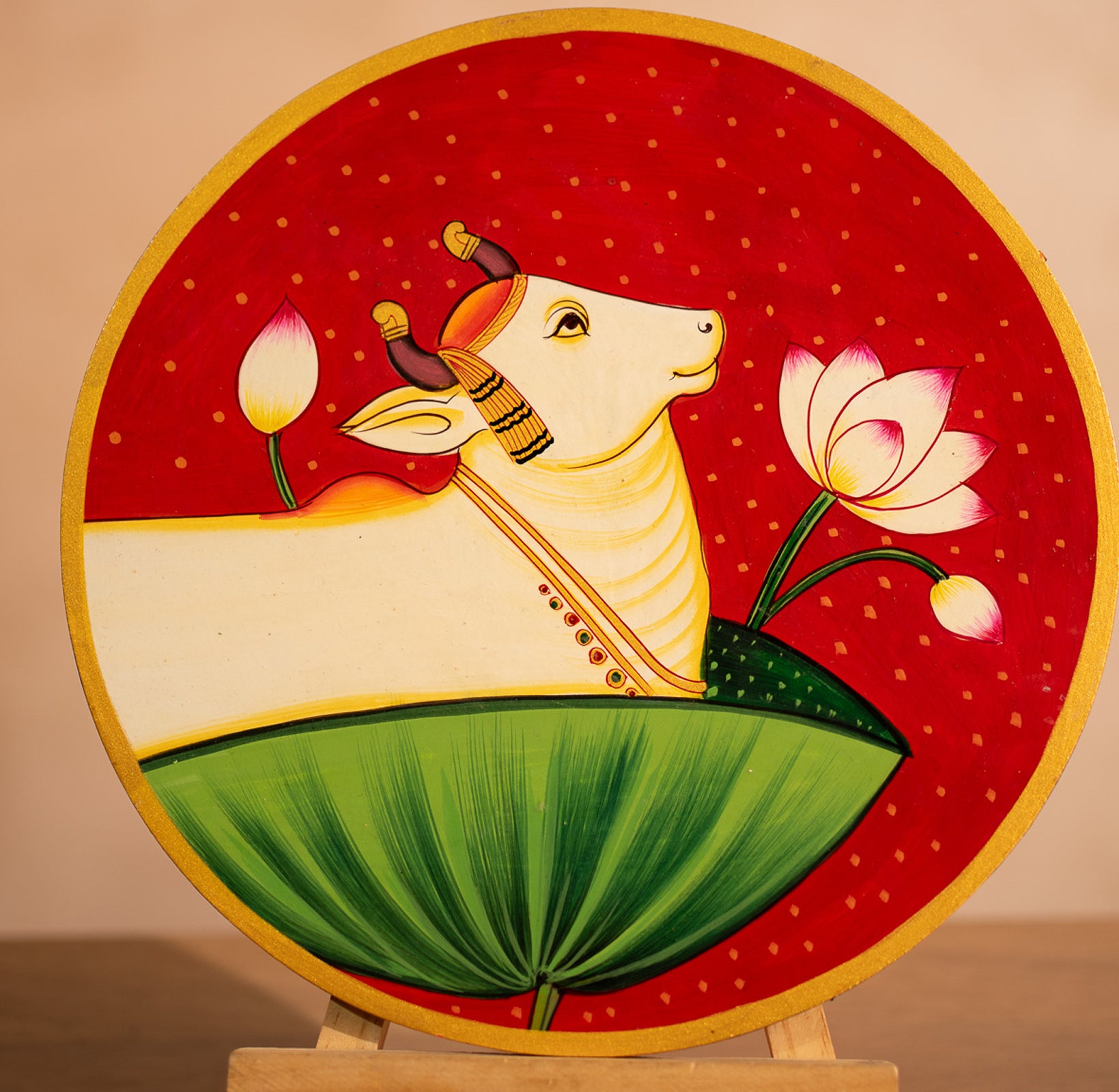 Red Handpianted Picchwai Wall Plate