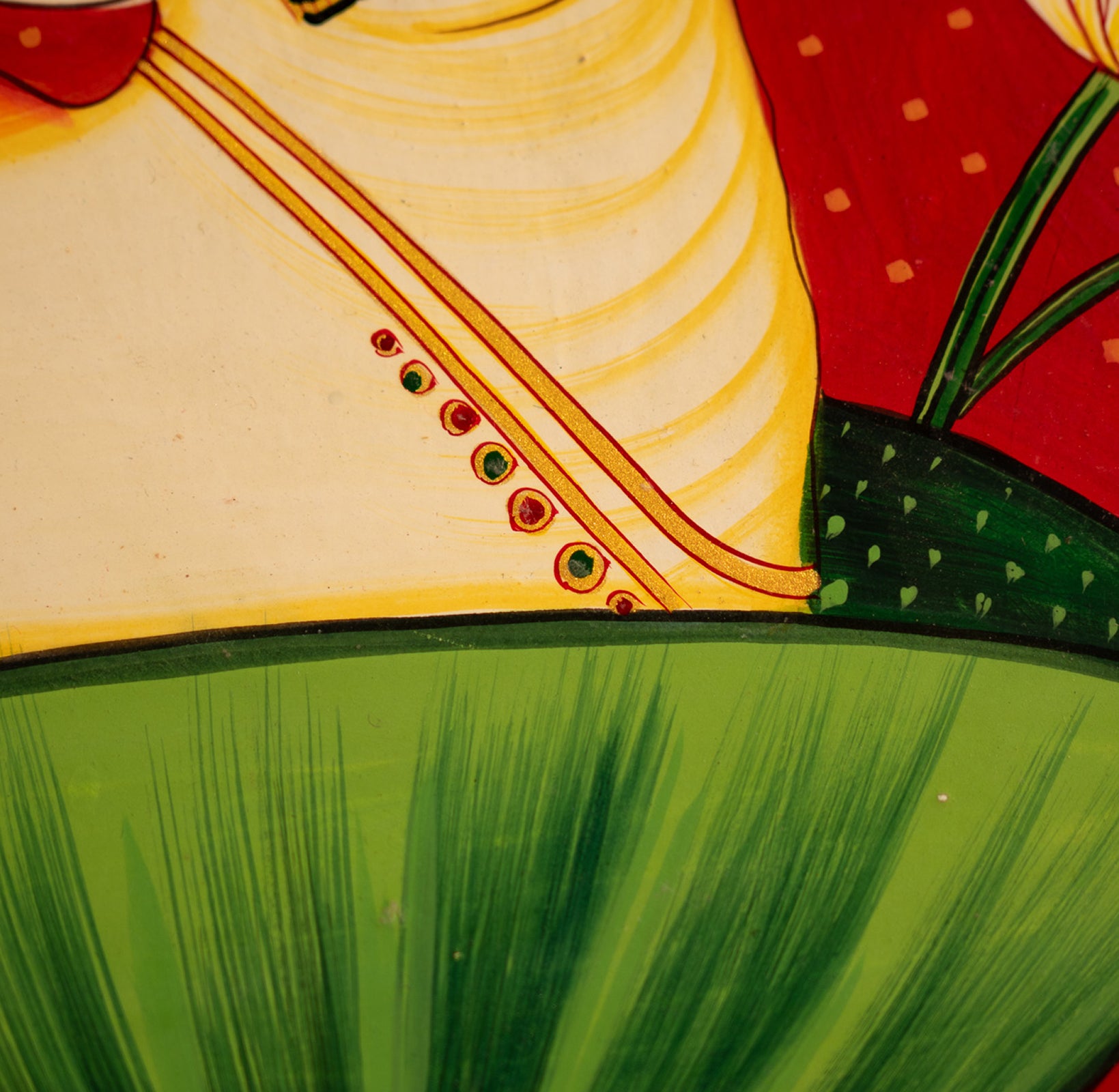 Red Handpianted Picchwai Wall Plate