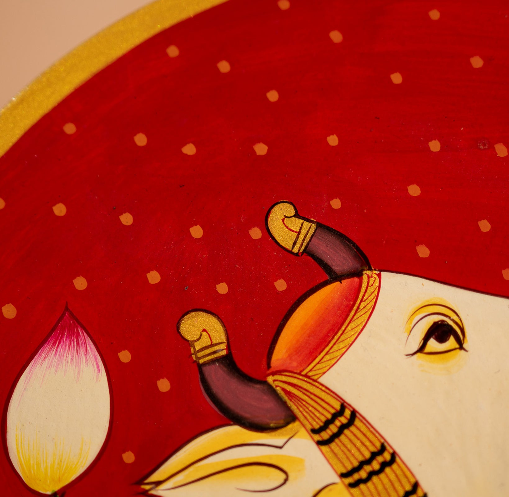 Red Handpianted Picchwai Wall Plate