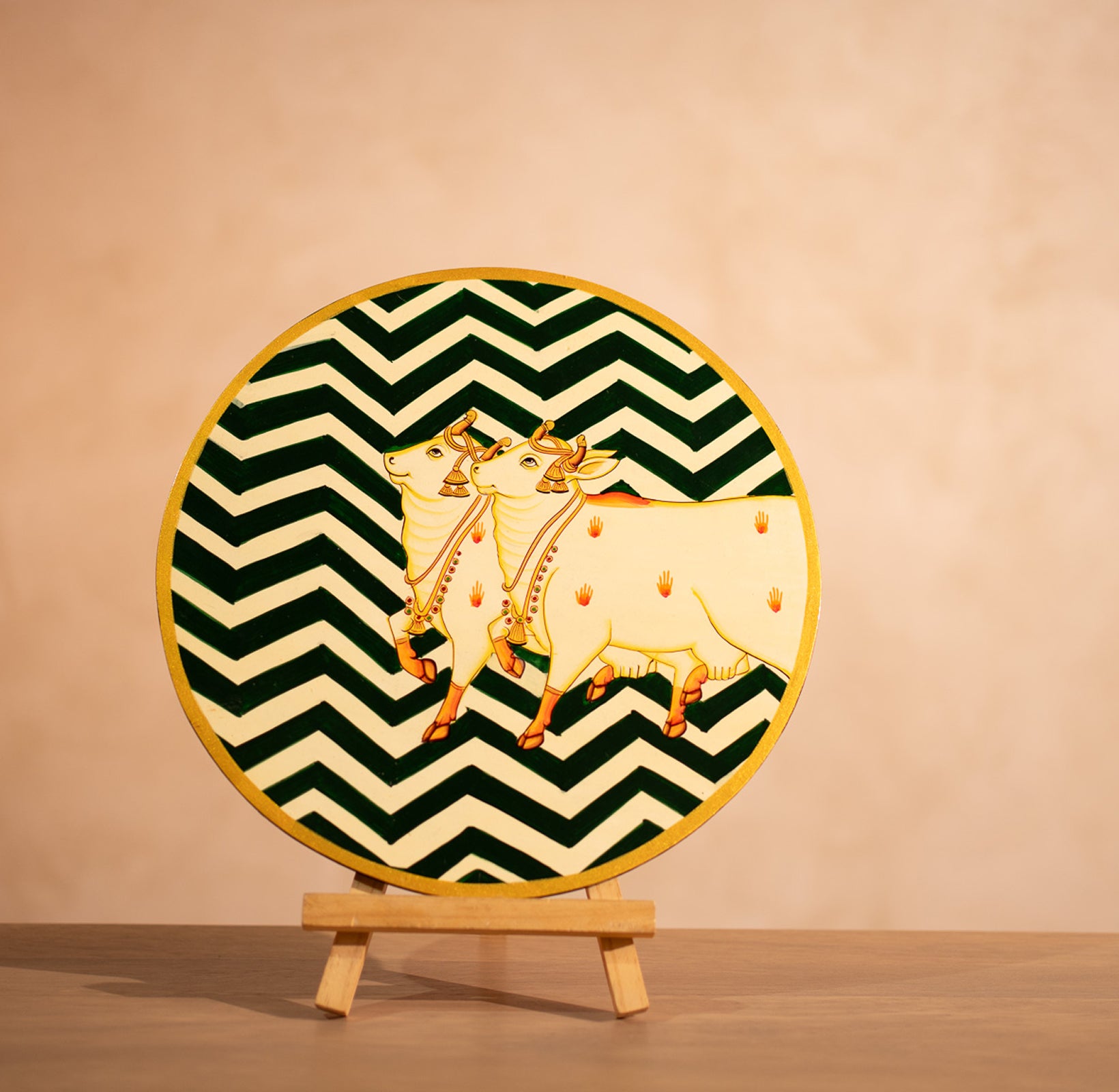 Dark Green Handpainted Picchwai Wall Plate