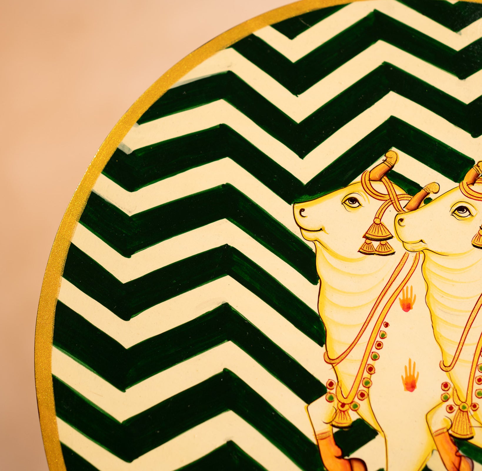 Dark Green Handpainted Picchwai Wall Plate