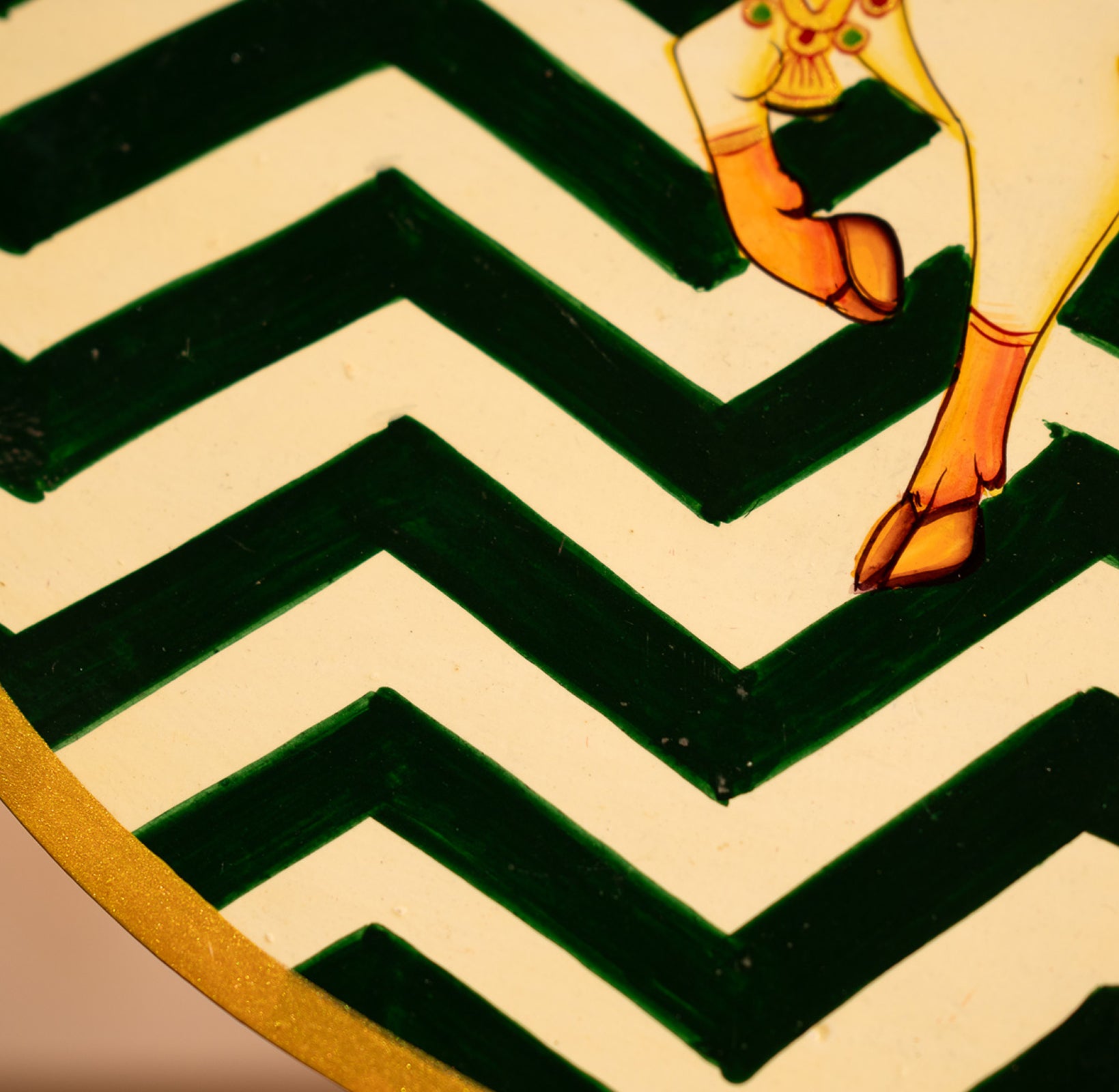 Dark Green Handpainted Picchwai Wall Plate