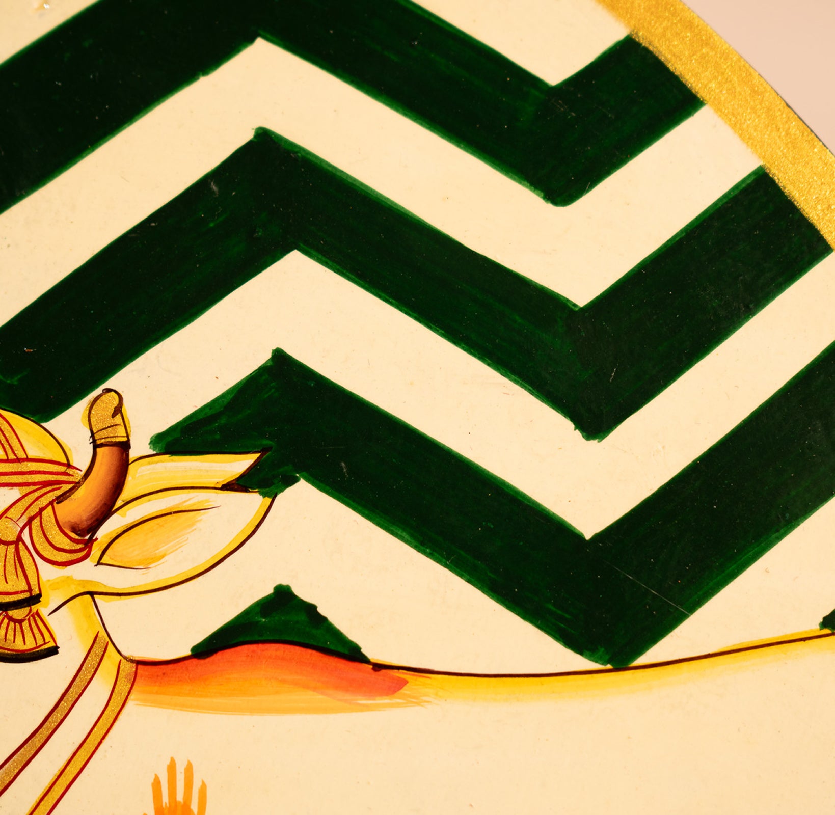 Dark Green Handpainted Picchwai Wall Plate