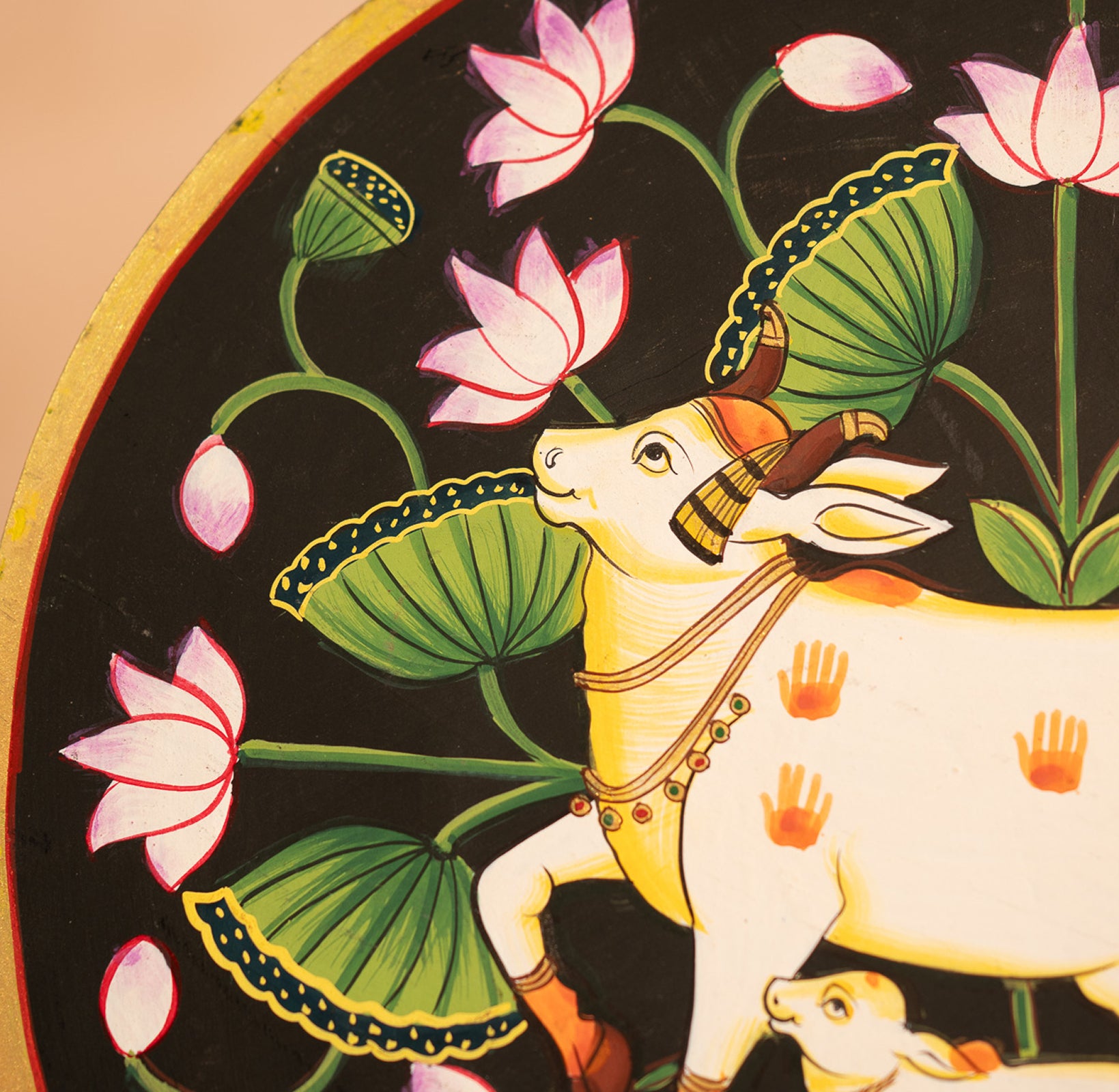 Black Handpainted Pichwai Wall Plate
