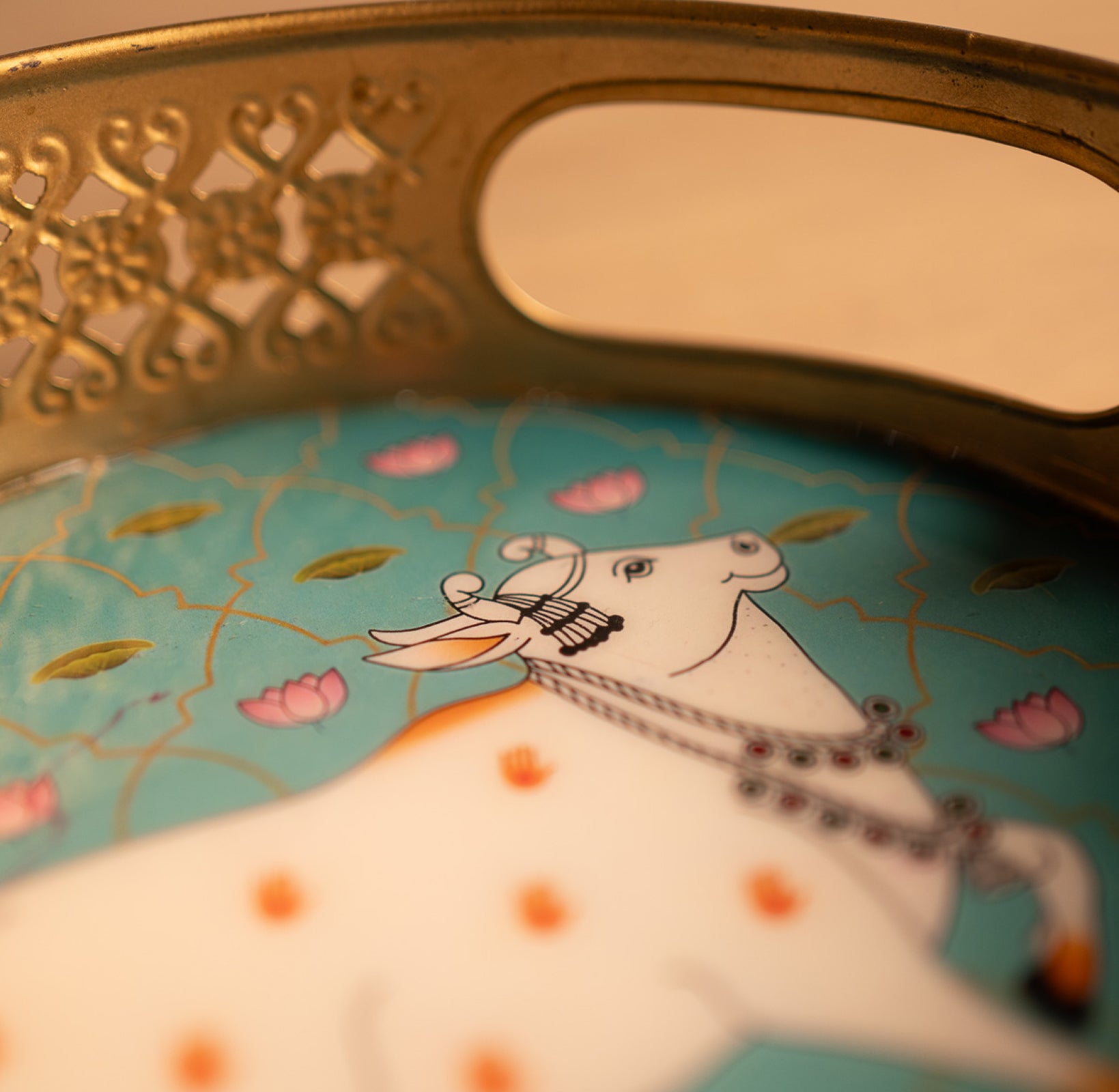 Shyamrang Blue Pichwai Tray - 8 inches (small)