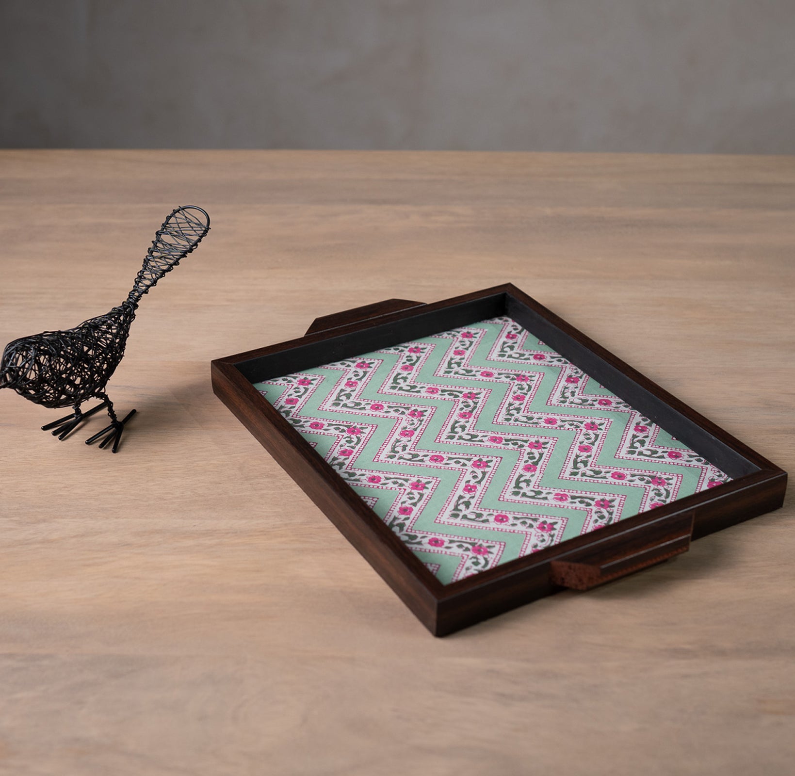 Chevron Bagh Green Tray - 12*15(Large)