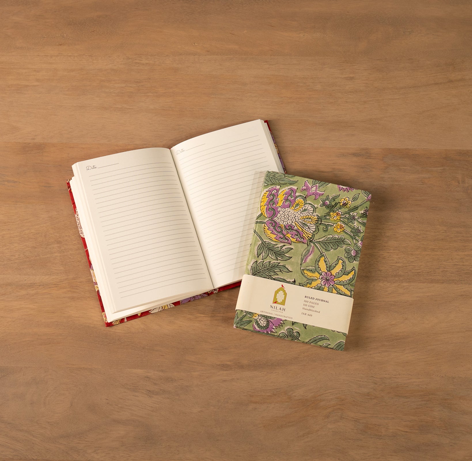 Parijat Floral Handblock Ruled Journal