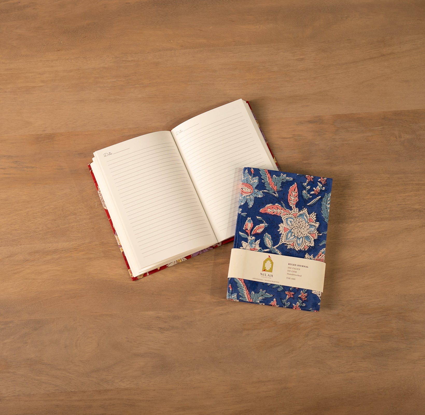 Indivar Floral Handblock Ruled Journal