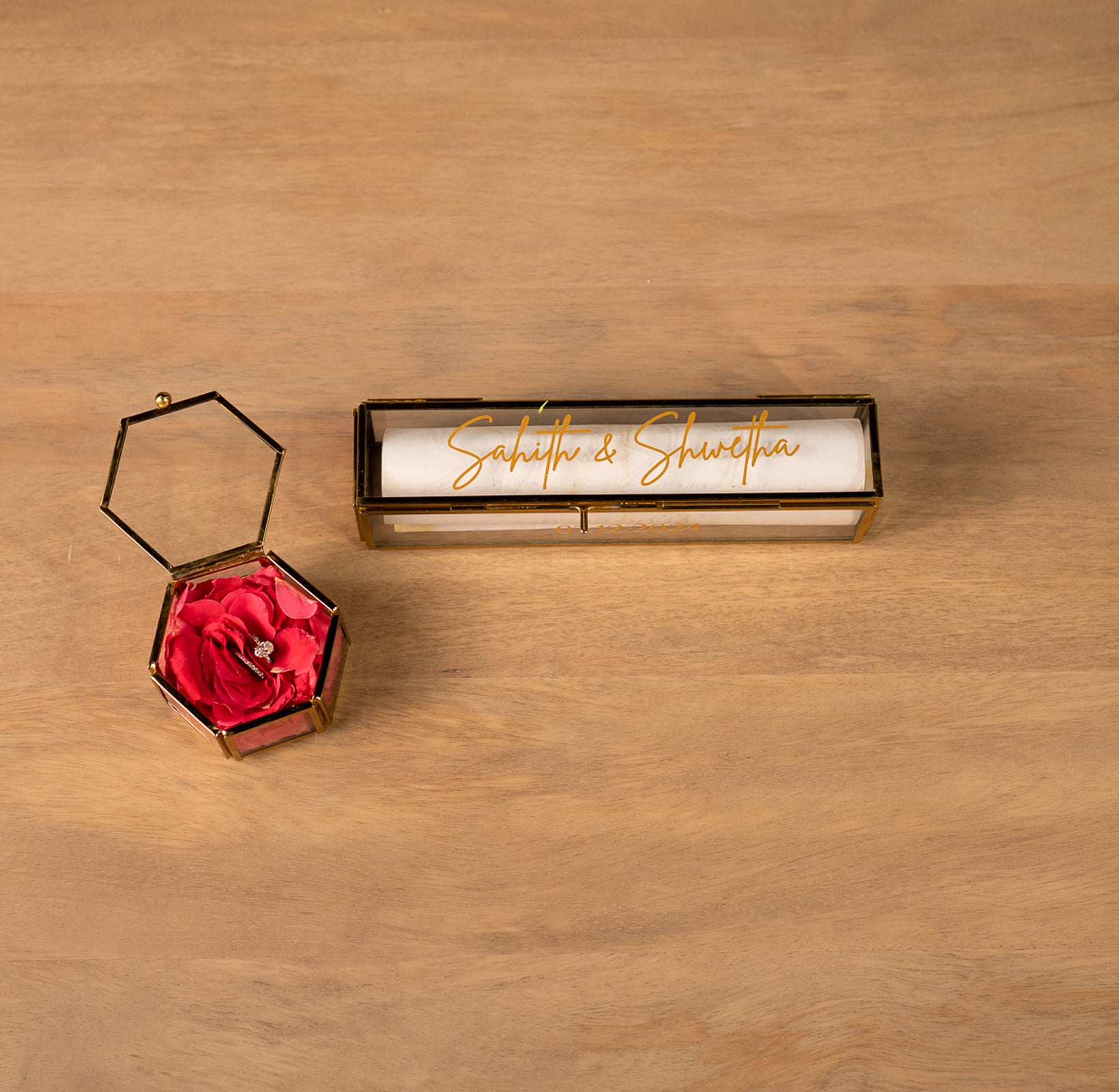 Hexagonal Glass Ring Box