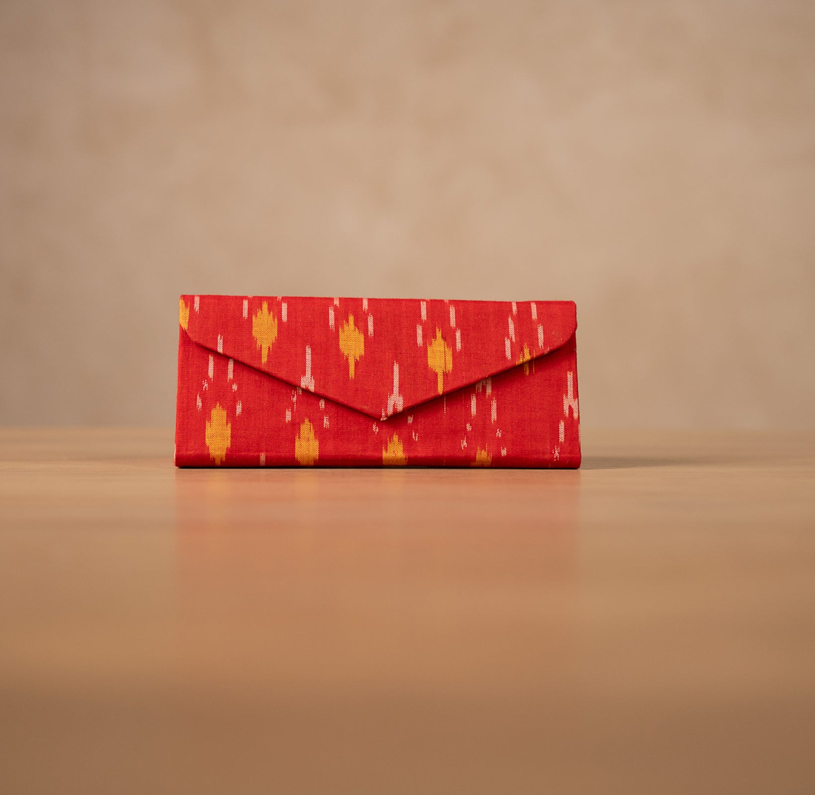 Ikat Foldable Sunglasses Case With Magnetic Closure(RED AND YELLOW)