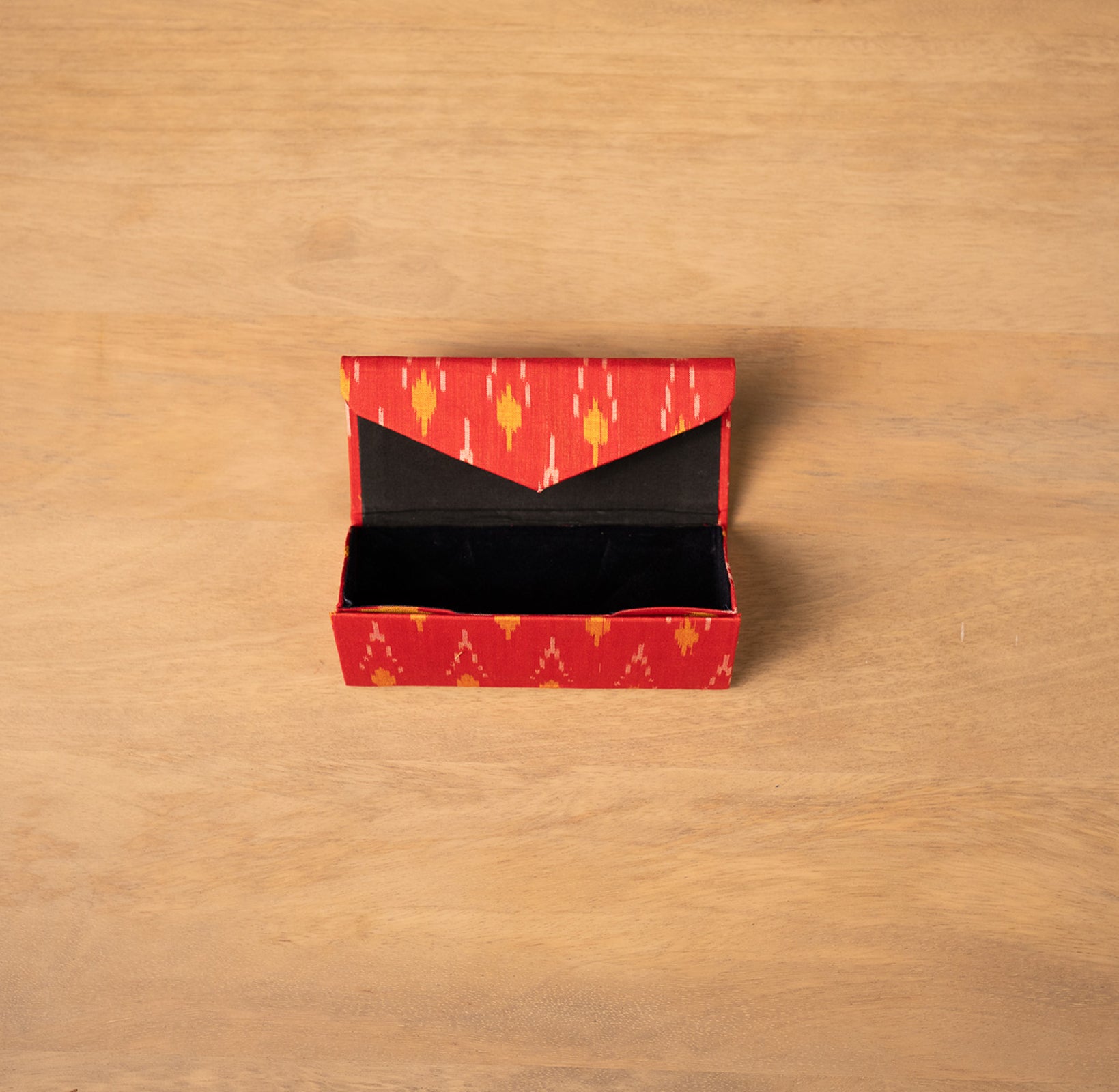 Ikat Foldable Sunglasses Case With Magnetic Closure(RED AND YELLOW)