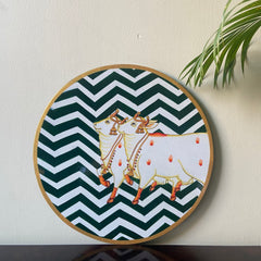 Nilah Collective  Handpainted Picchwai - dark green cows