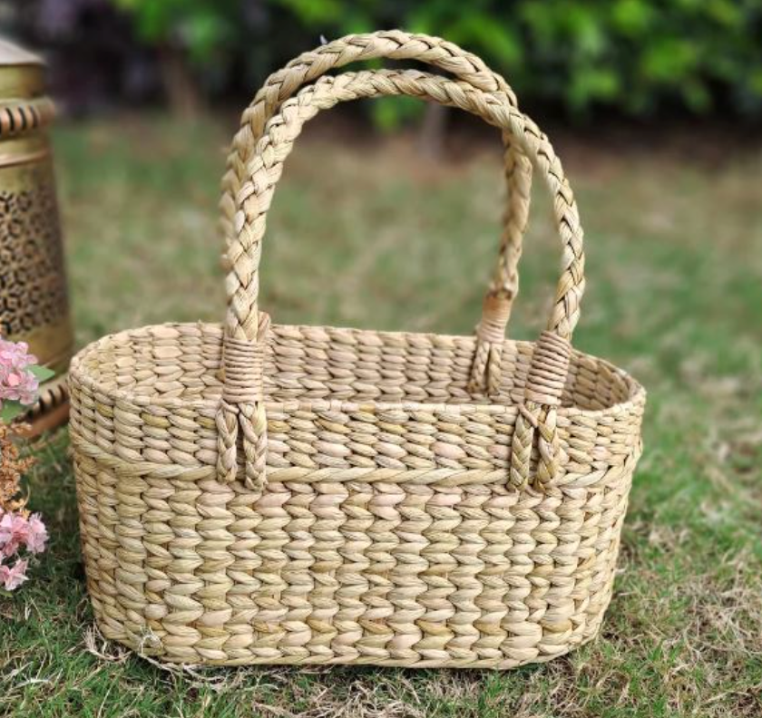 Woven Kauna Grass Basket Oval
