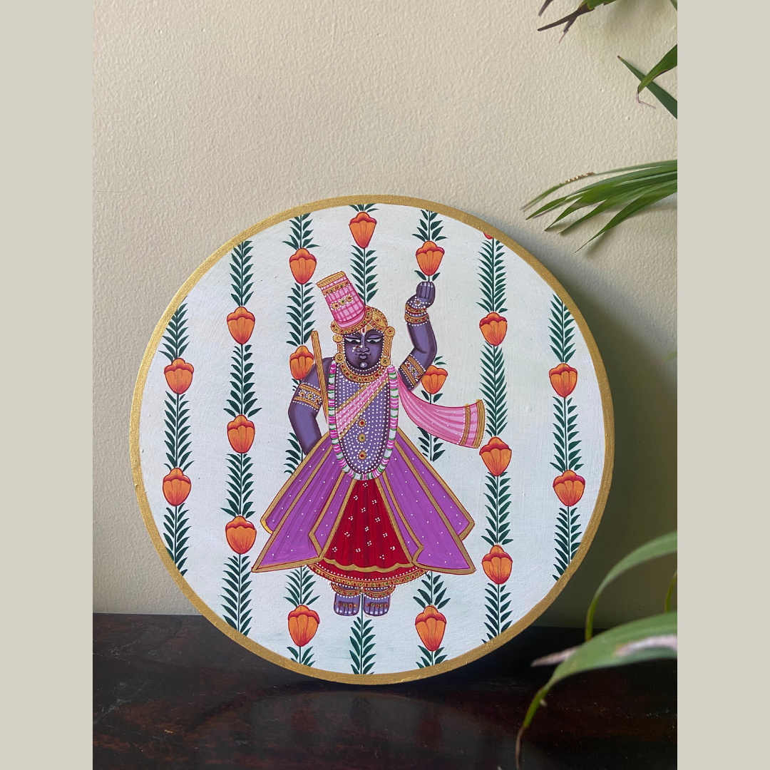 Nilah Collective  white ShrinathjiHandpainted Picchwai