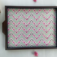 Nilah Collective  Green Chevron Bagh Tray - Large