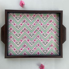 Green Chevron Bagh Tray - Medium