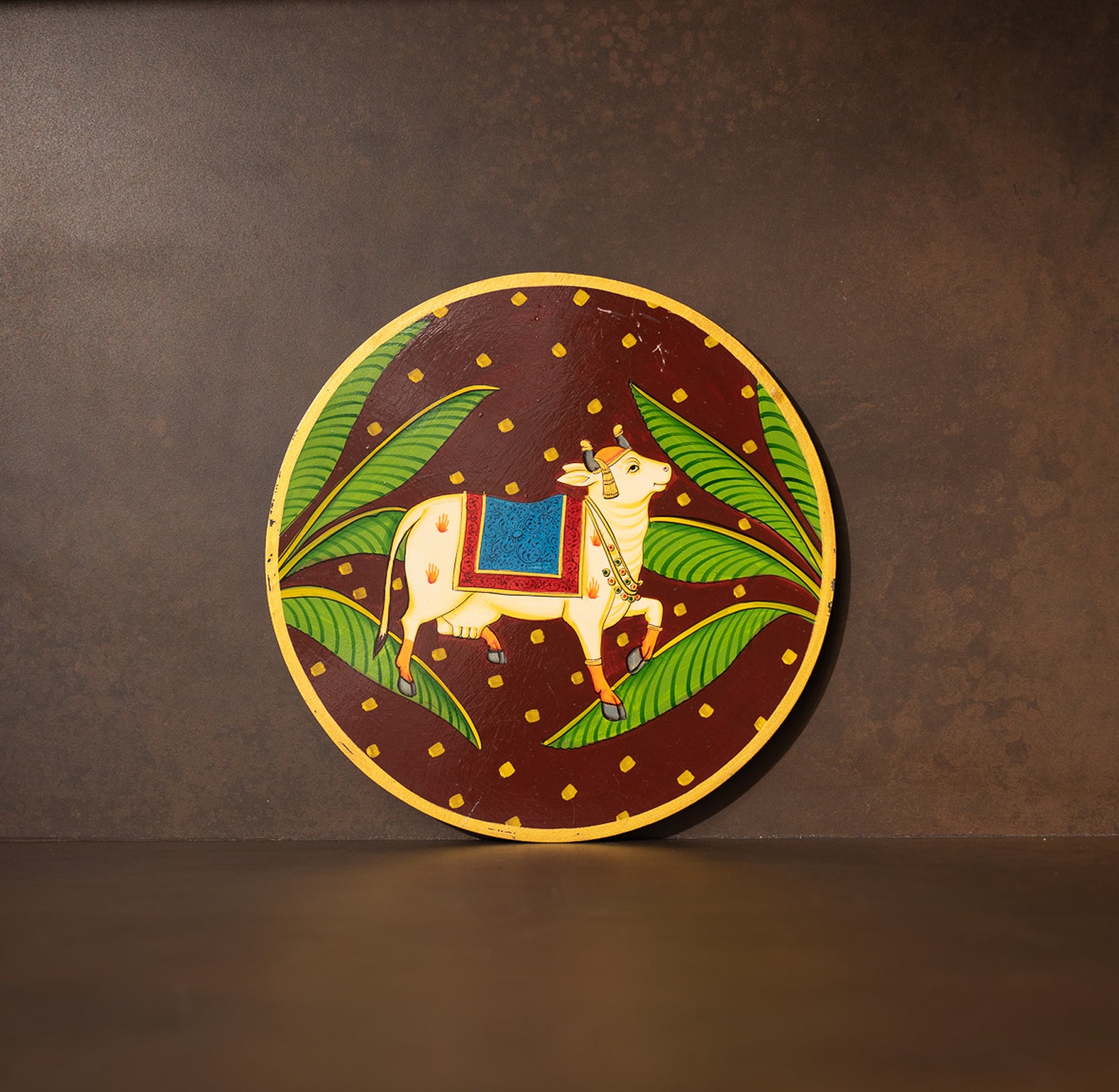 Dark Brown Handpainted Picchwai Wall Plate