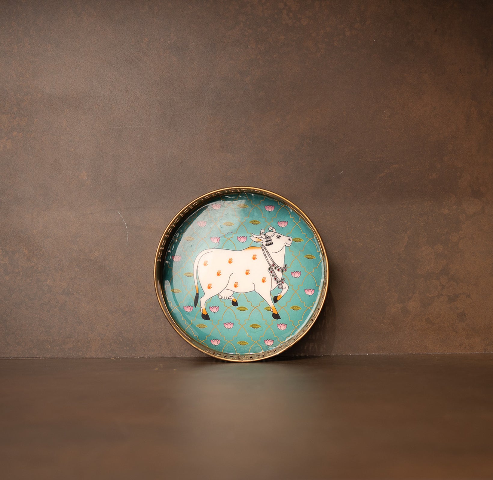 Shyamrang Blue Pichwai Tray - 8 inches (small)