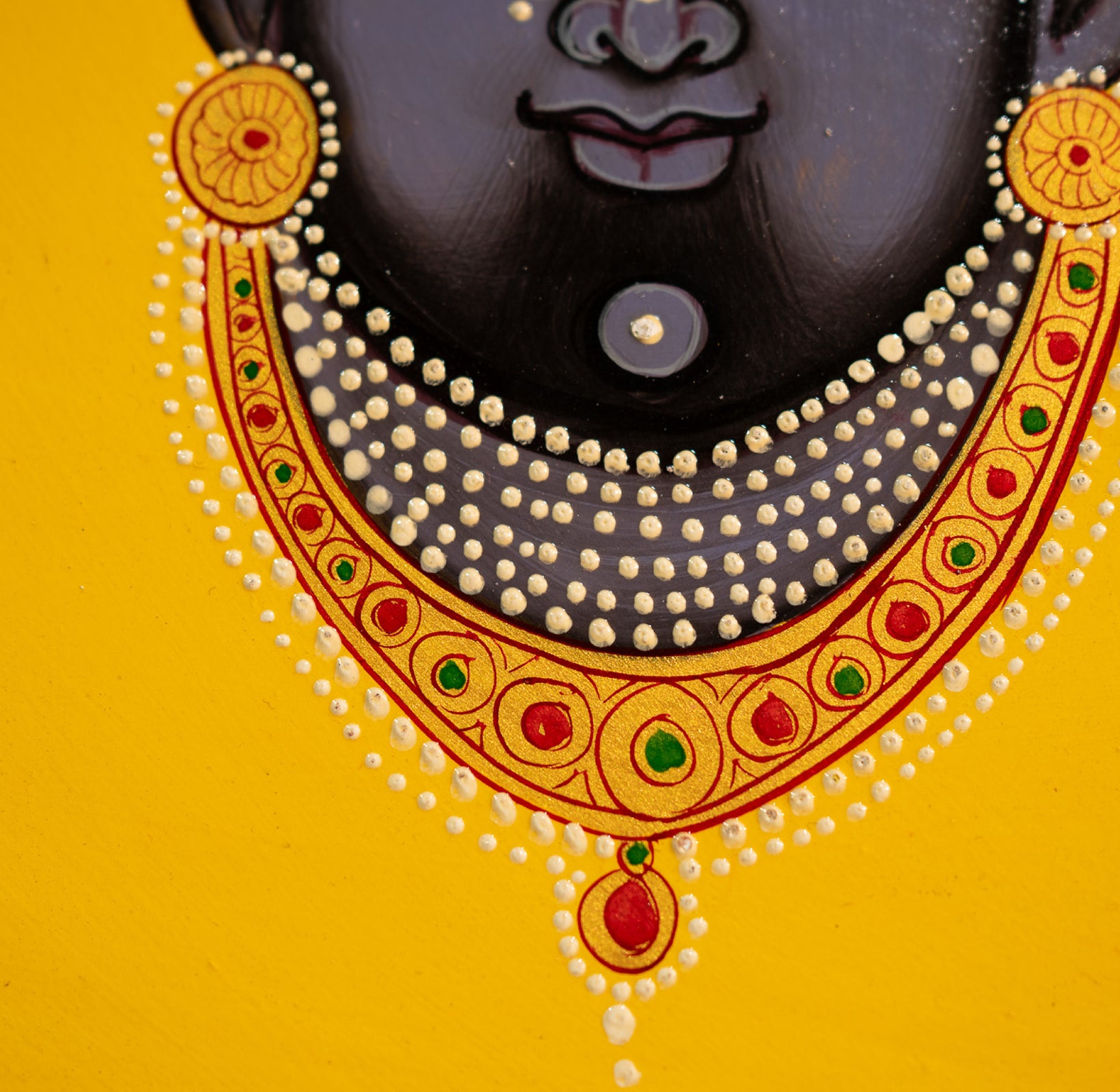 Yellow Shrinathji Handpainted Picchwai Wall Plate