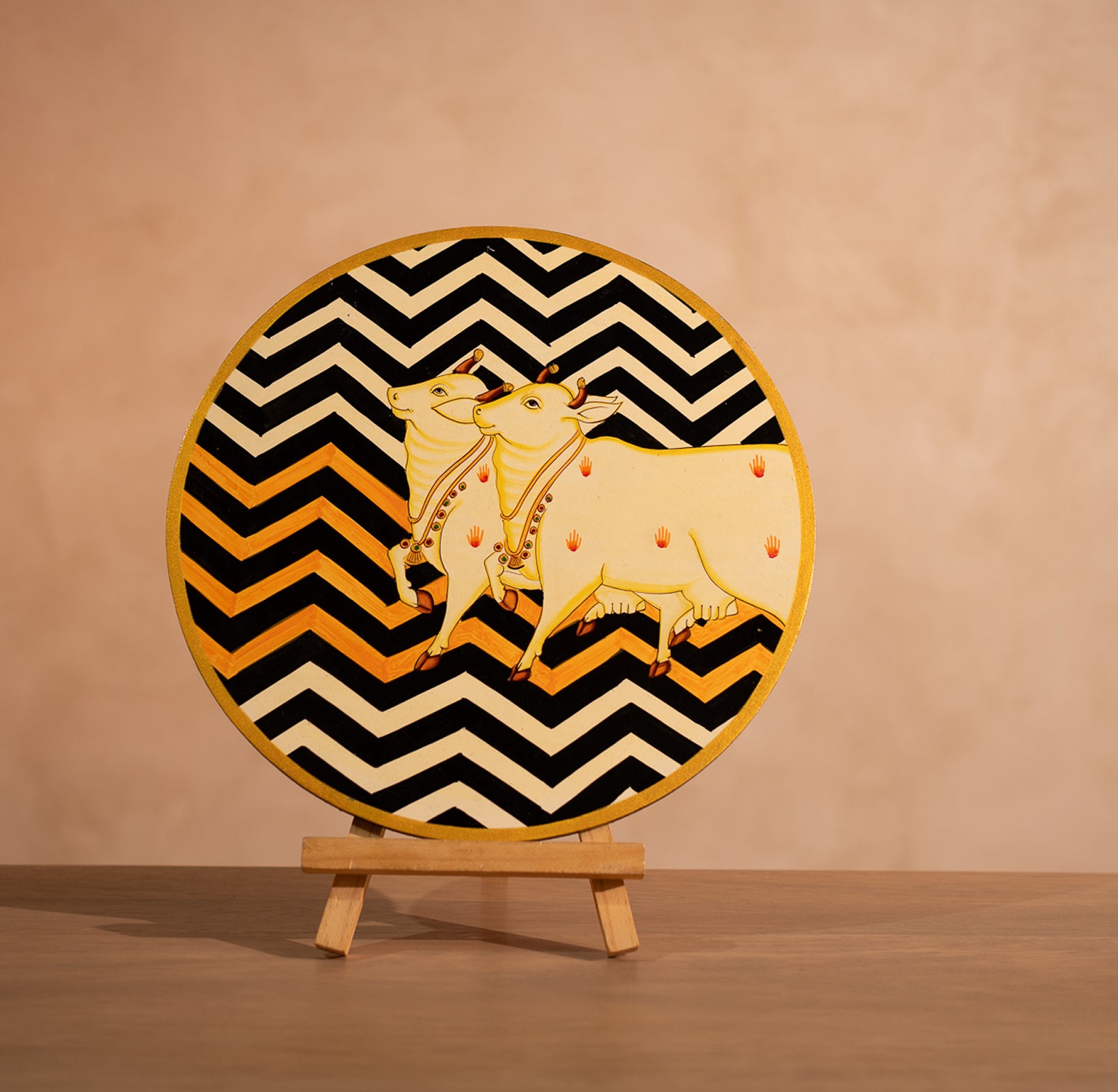 Black and Orange Handpainted Picchwai Wall Plate