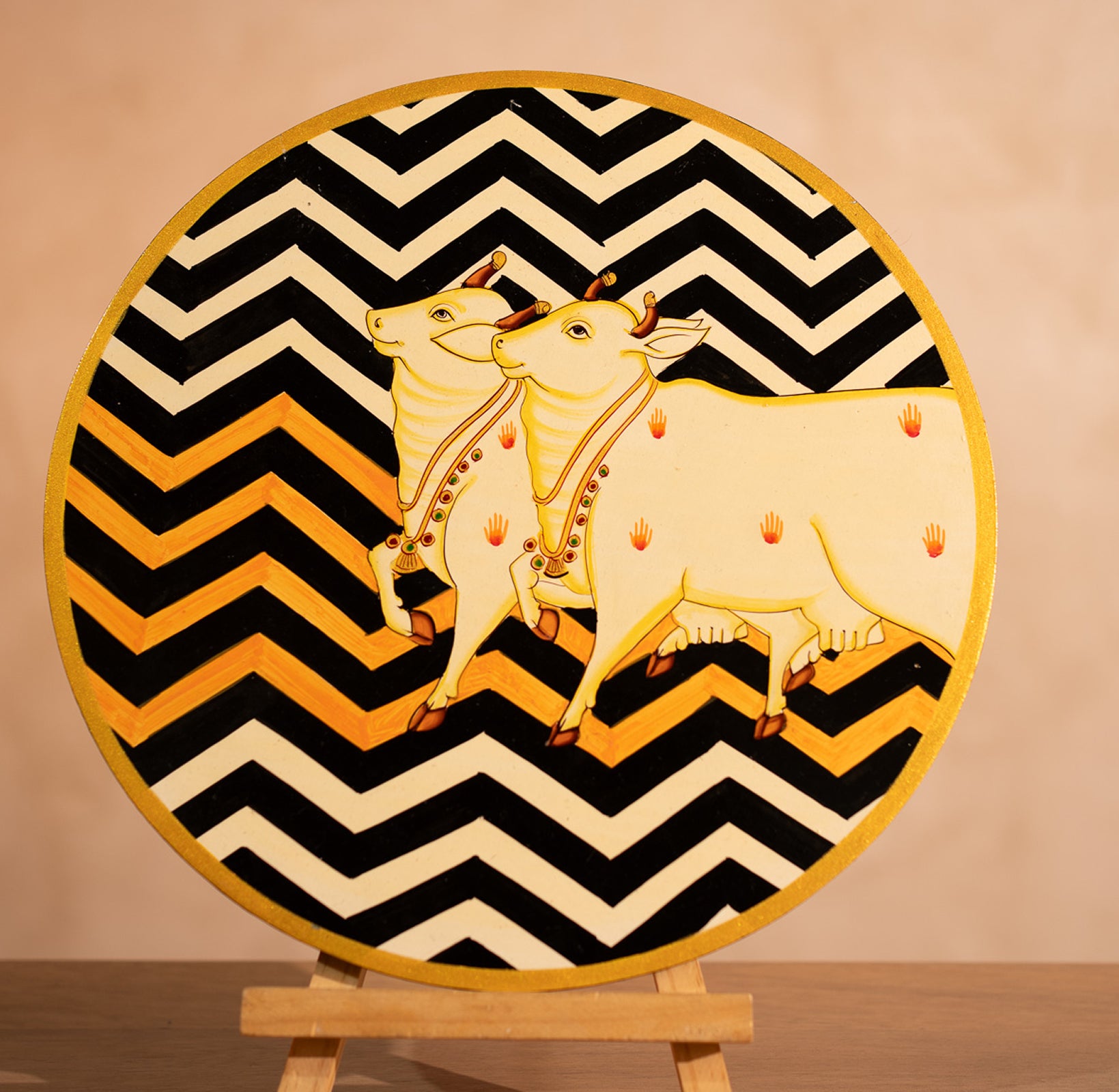 Black and Orange Handpainted Picchwai Wall Plate