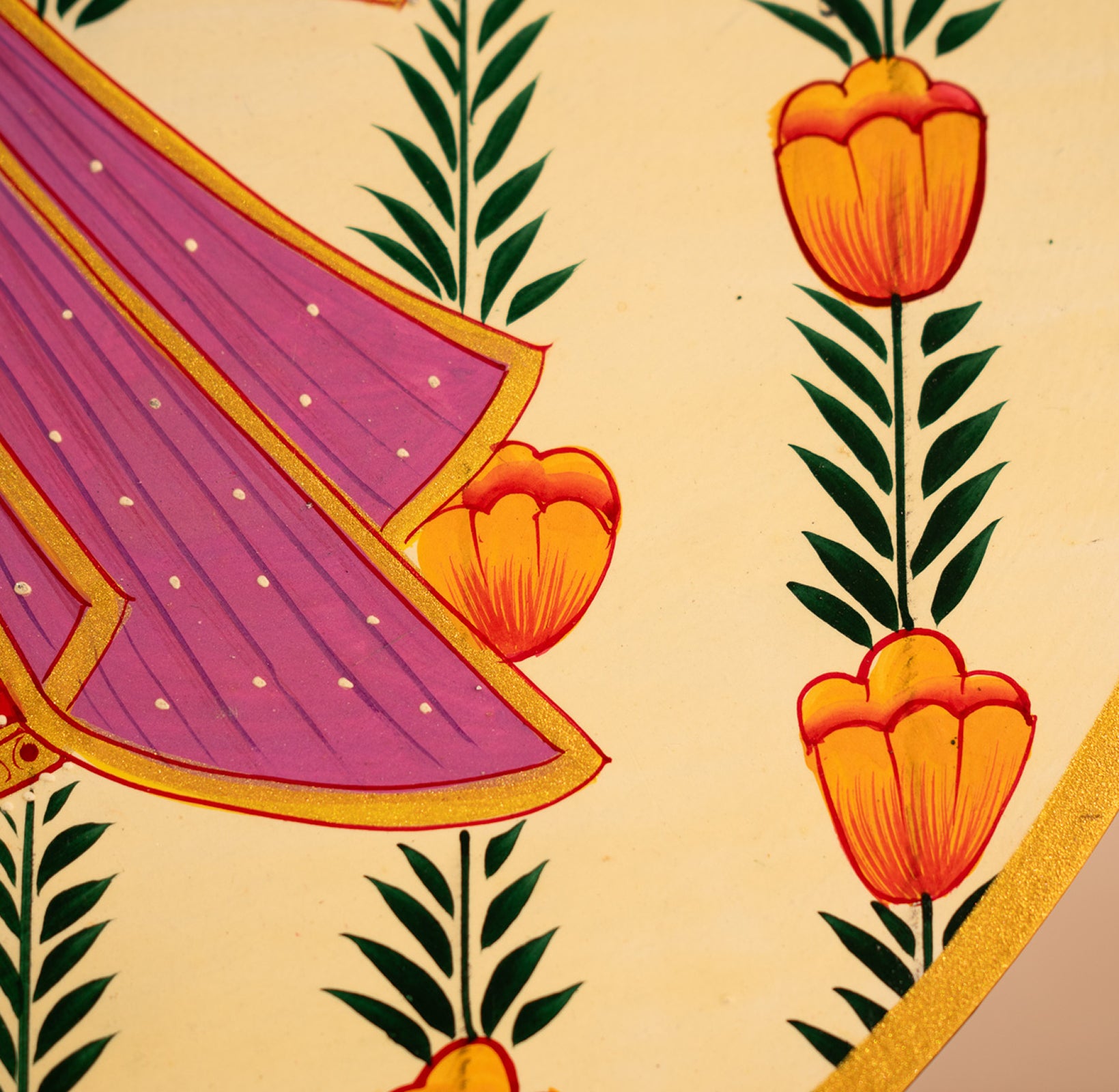 White Shrinathji Handpainted Picchwai Wall Plate