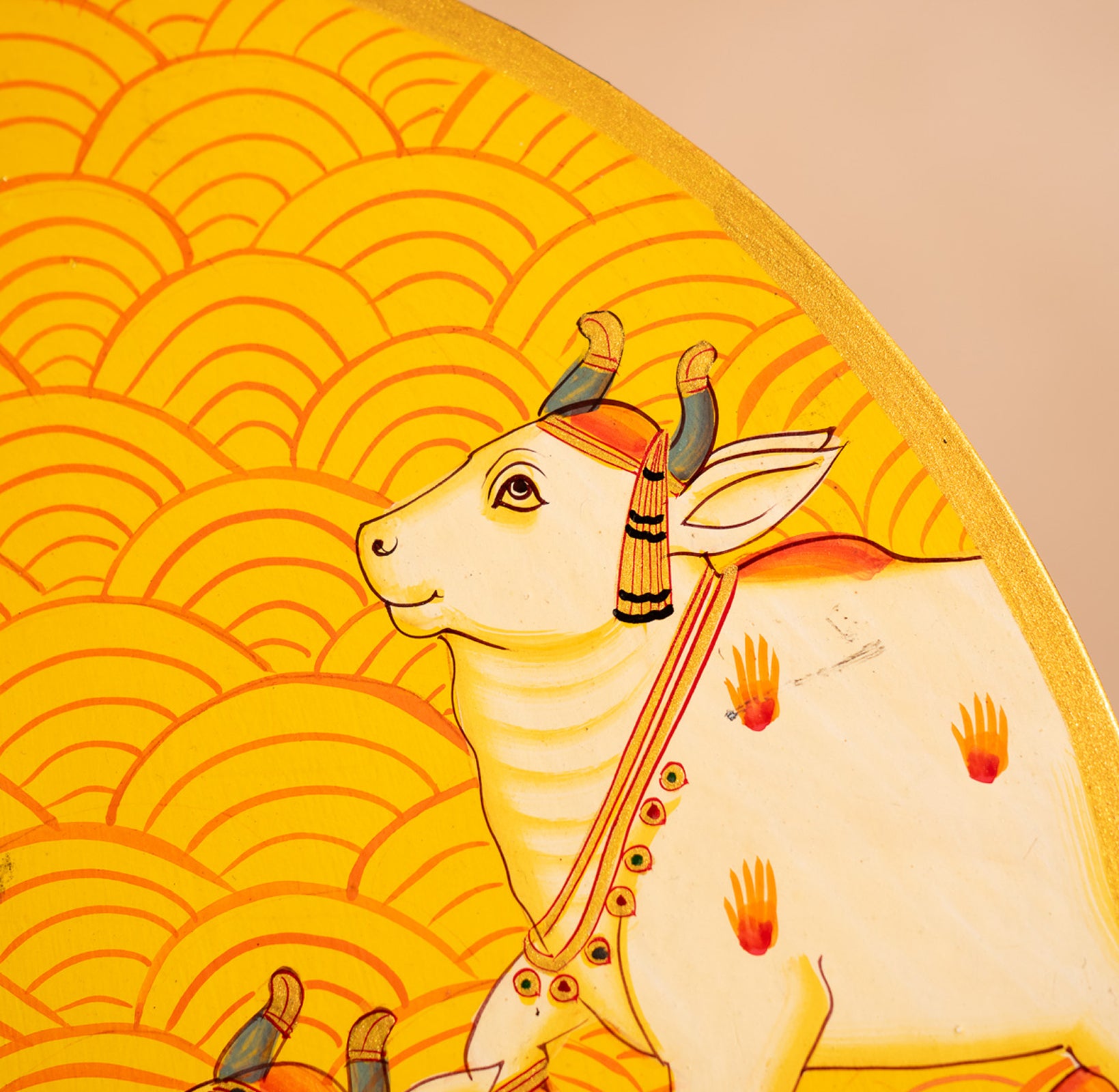 Yellow Handpainted Picchwai Wall Plate