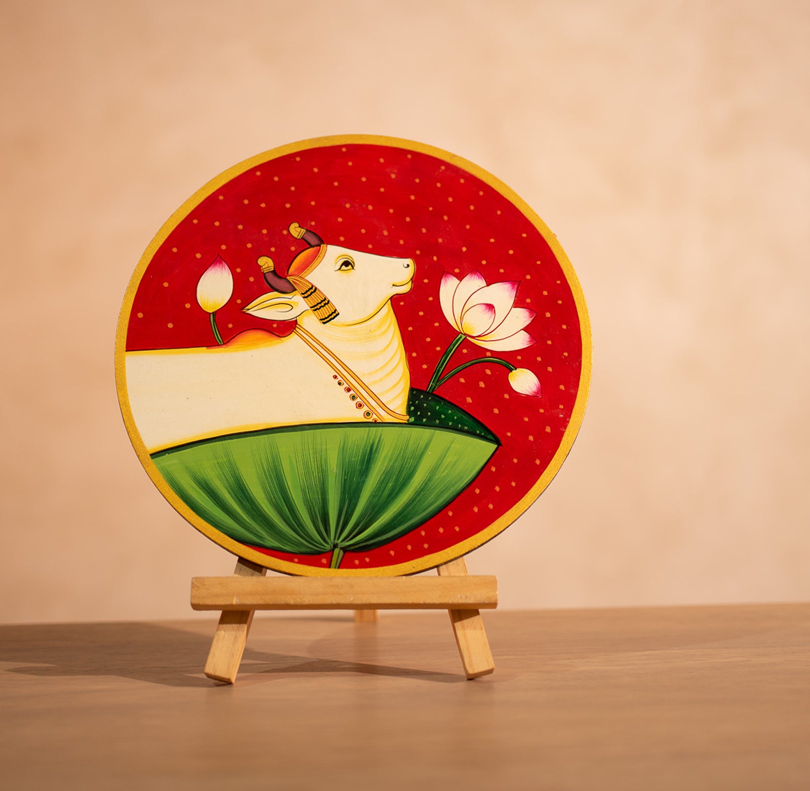 Red Handpianted Picchwai Wall Plate