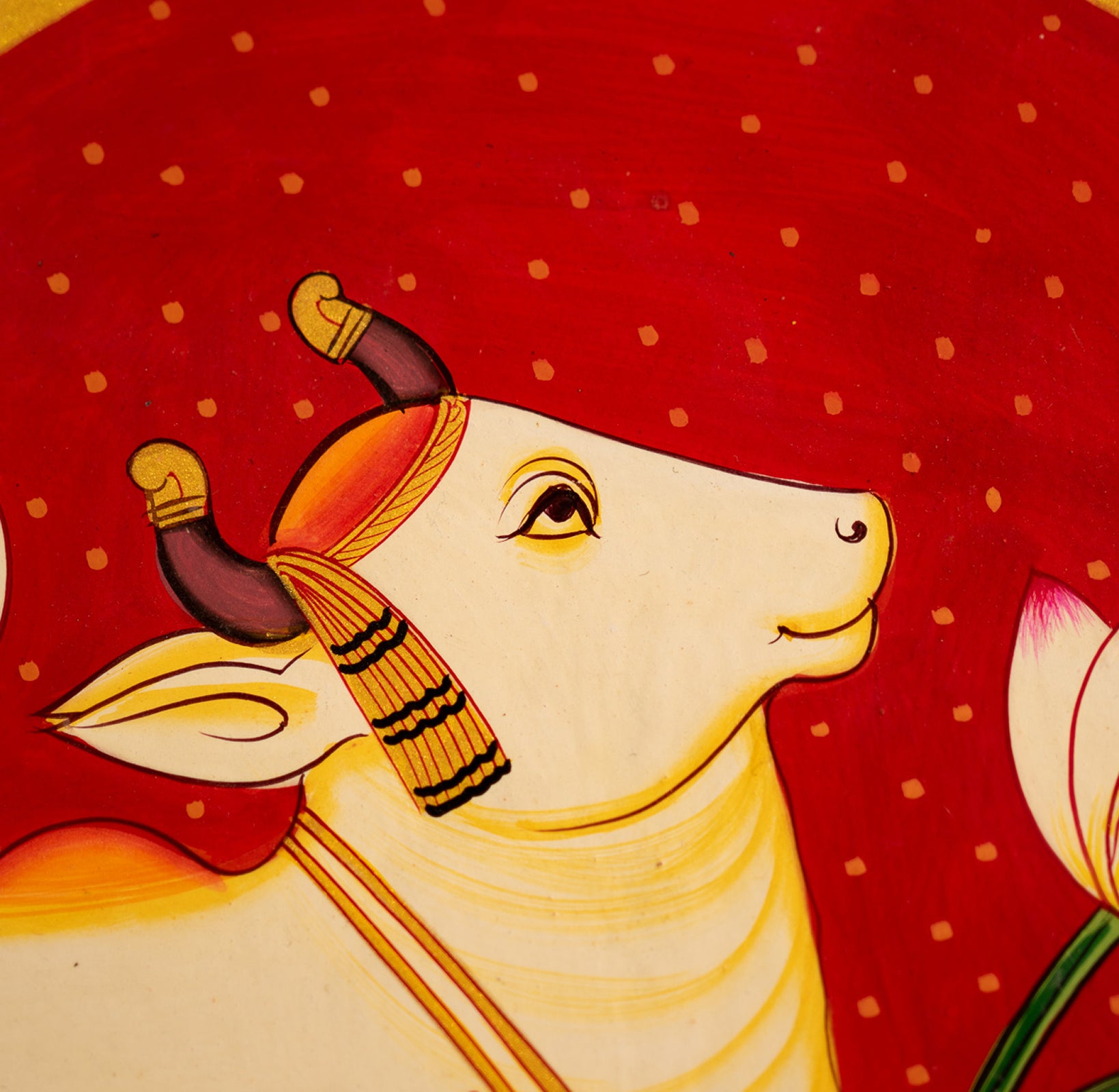 Red Handpianted Picchwai Wall Plate