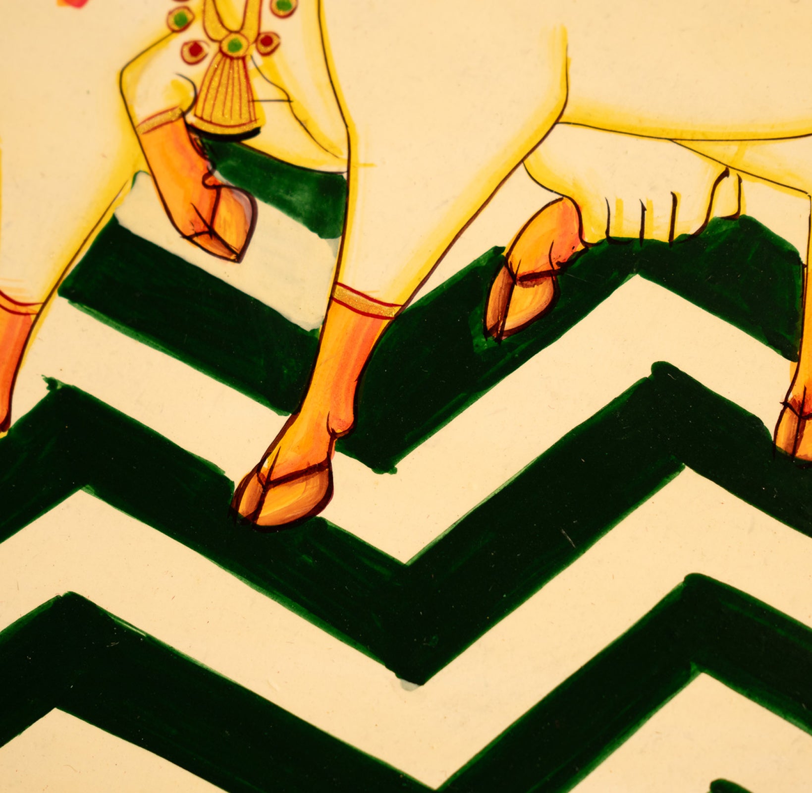 Dark Green Handpainted Picchwai Wall Plate