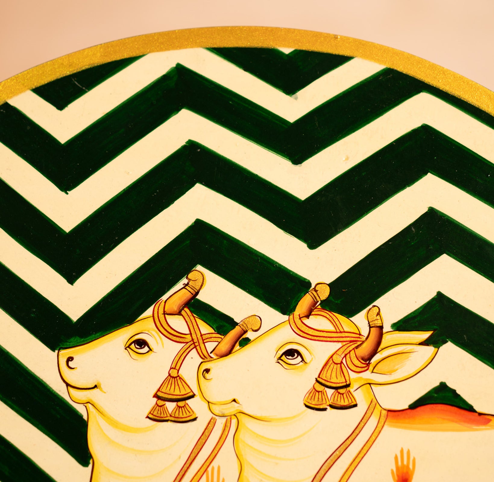 Dark Green Handpainted Picchwai Wall Plate