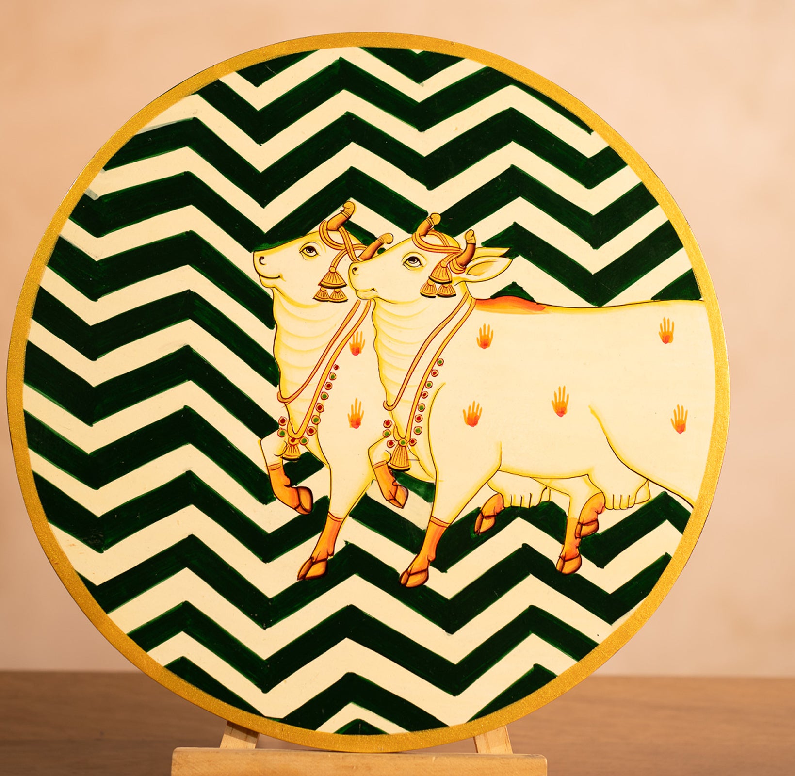 Dark Green Handpainted Picchwai Wall Plate