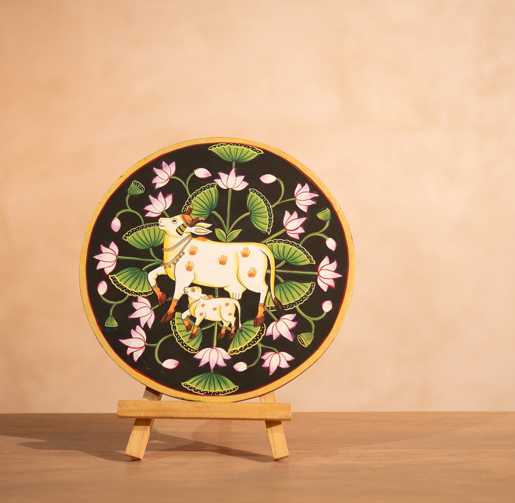 Black Handpainted Pichwai Wall Plate
