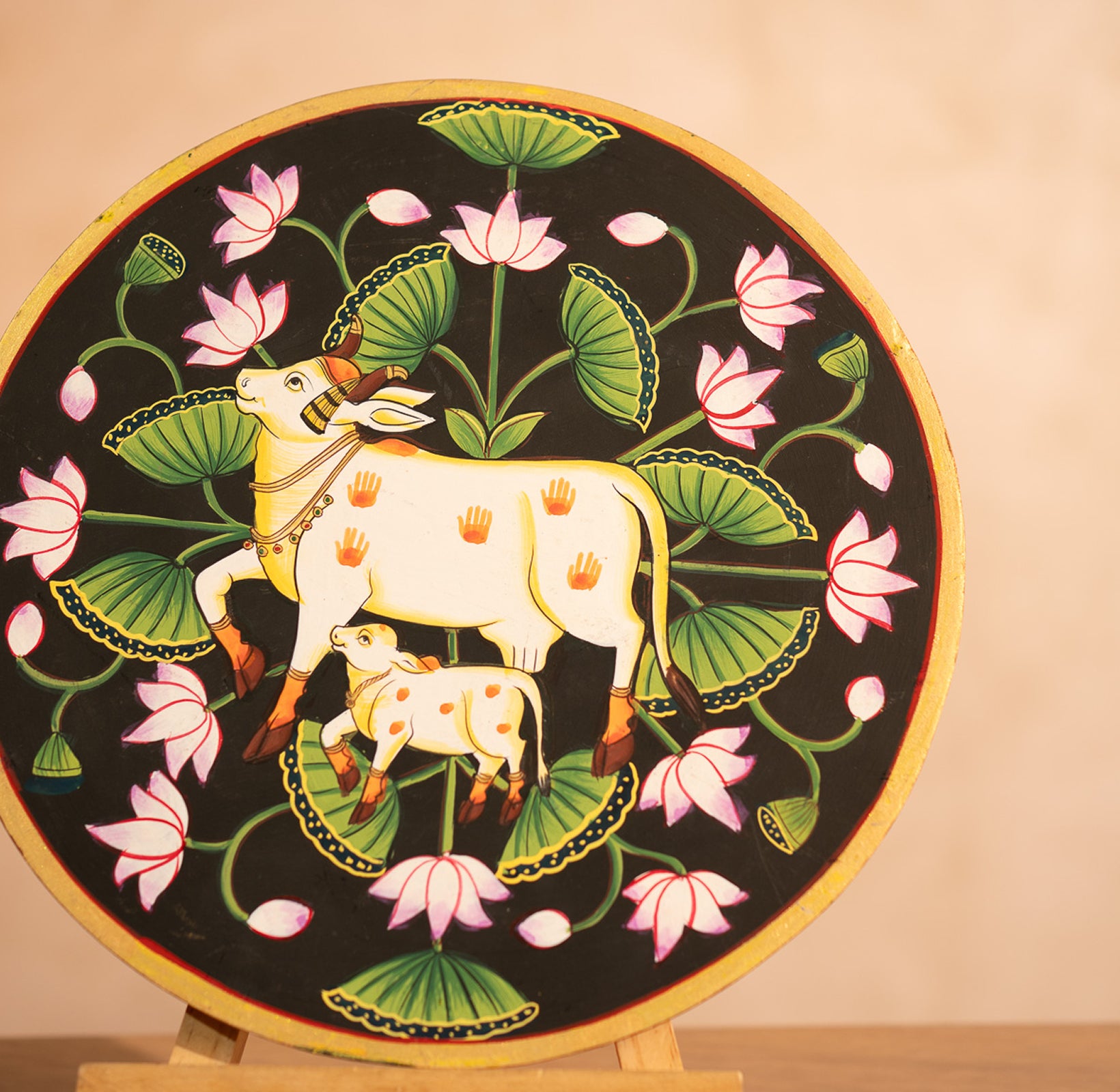Black Handpainted Pichwai Wall Plate