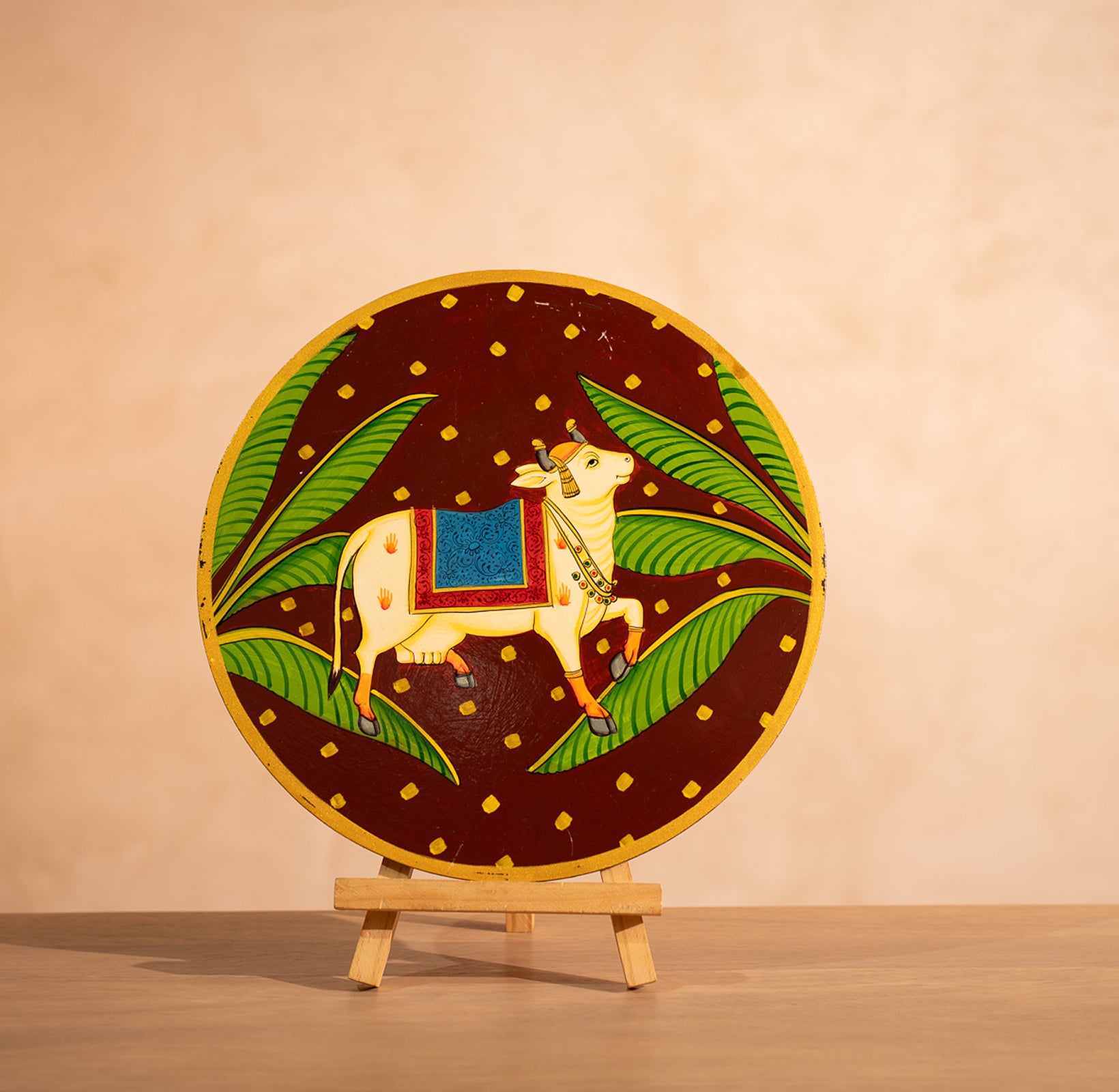 Dark Brown Handpainted Picchwai Wall Plate