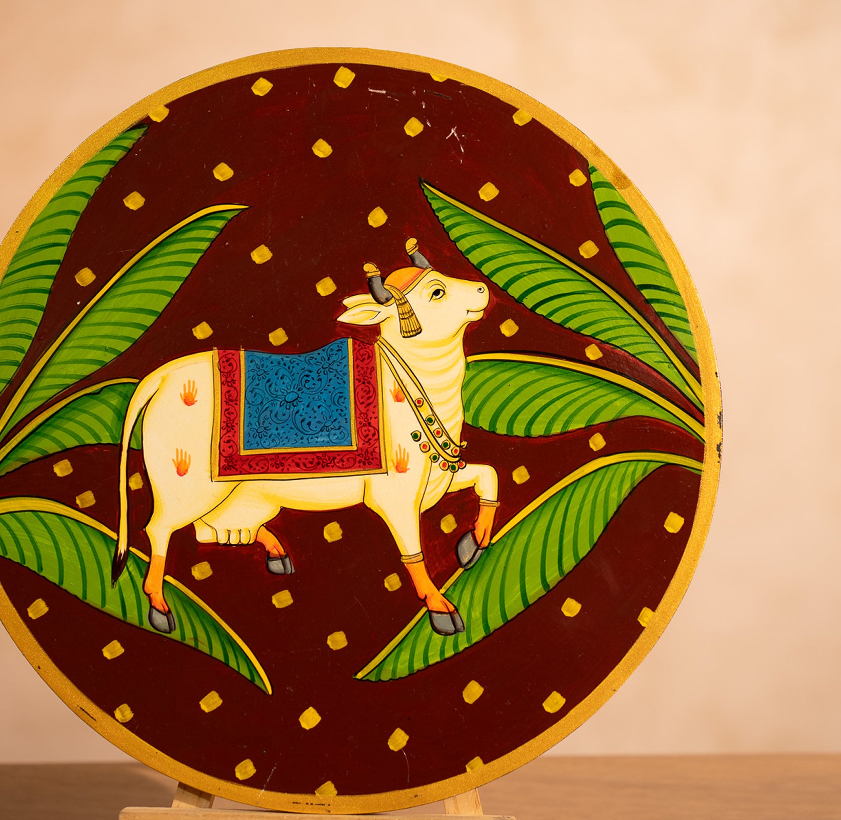 Dark Brown Handpainted Picchwai Wall Plate