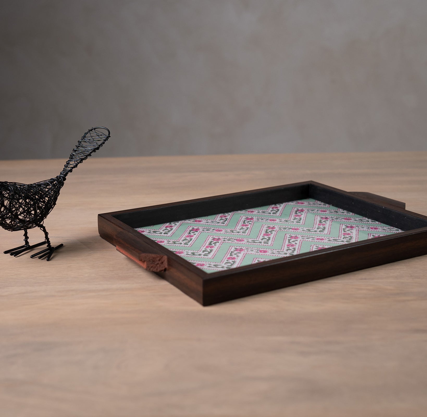 Chevron Bagh Green Tray - 12*15(Large)