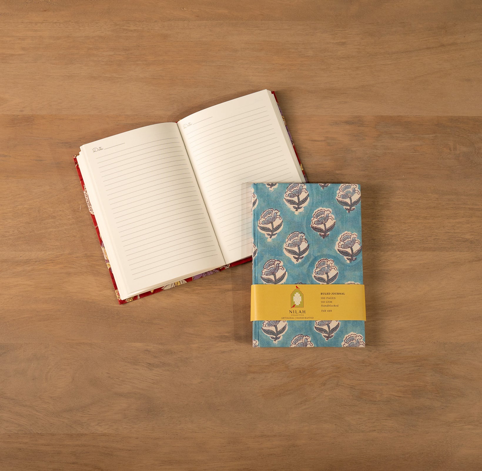 Neelima Floral Handblock Ruled Journal