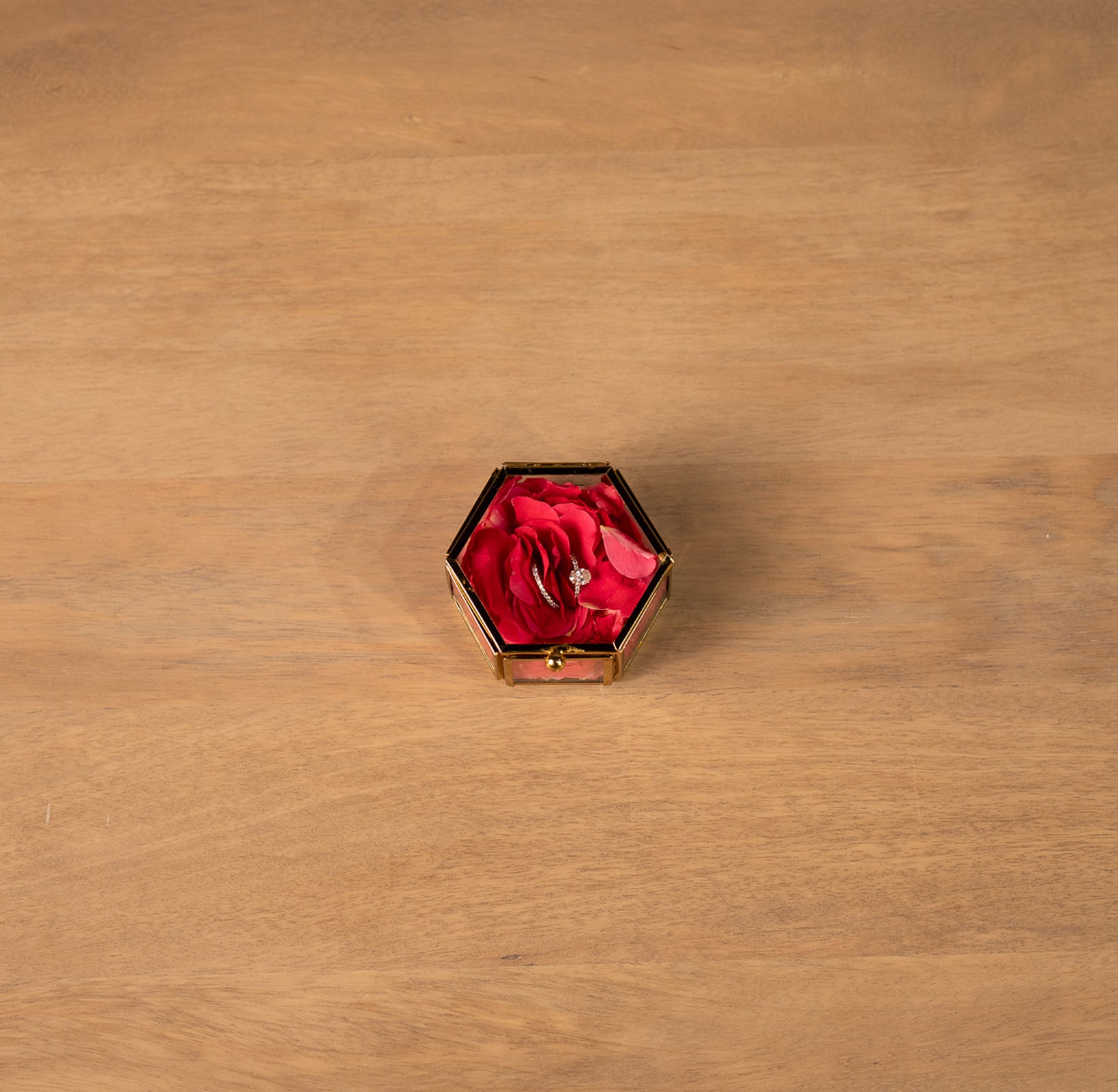 Hexagonal Glass Ring Box